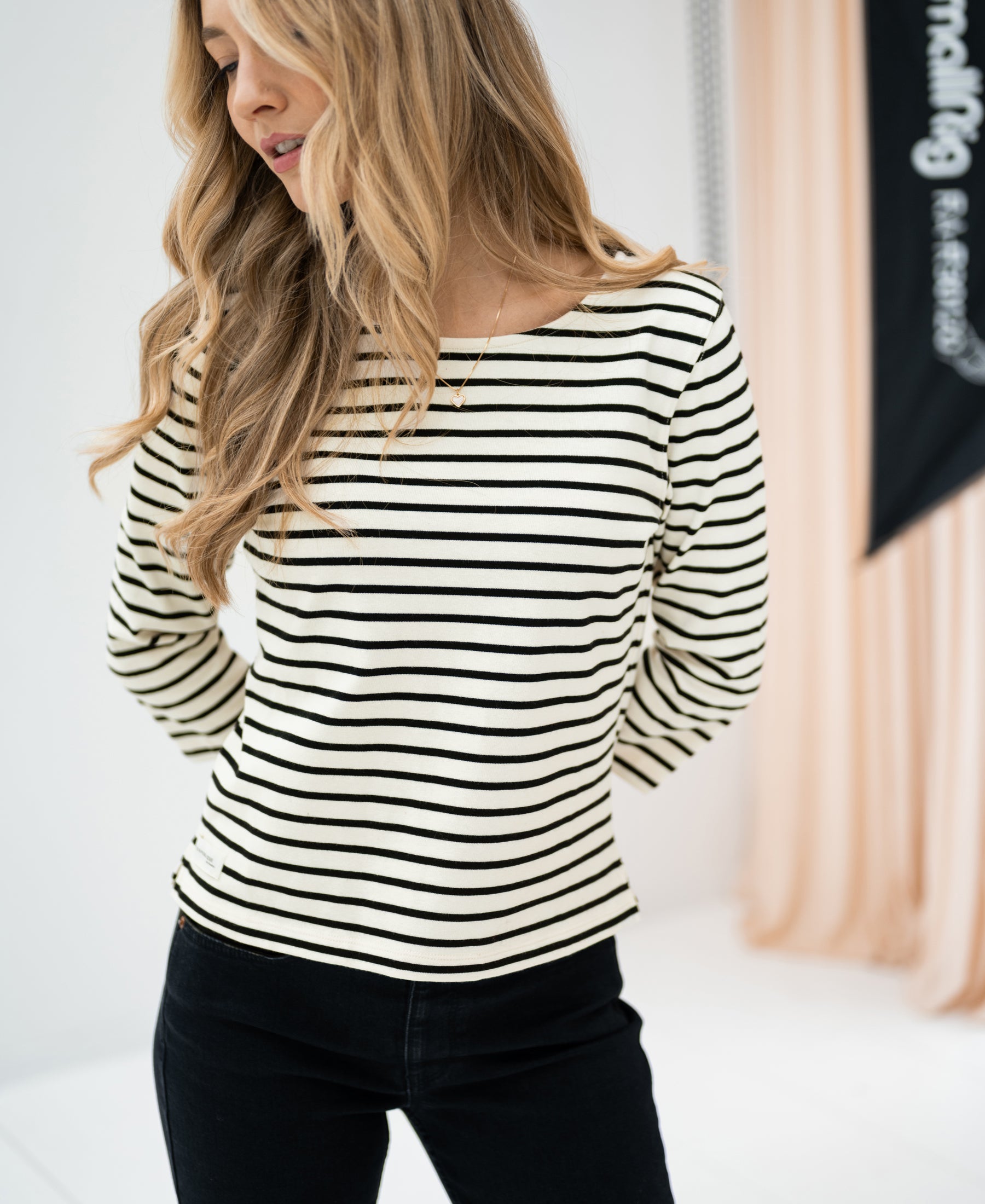 Breton striped T-shirt L'AMAIA Ivory-Black