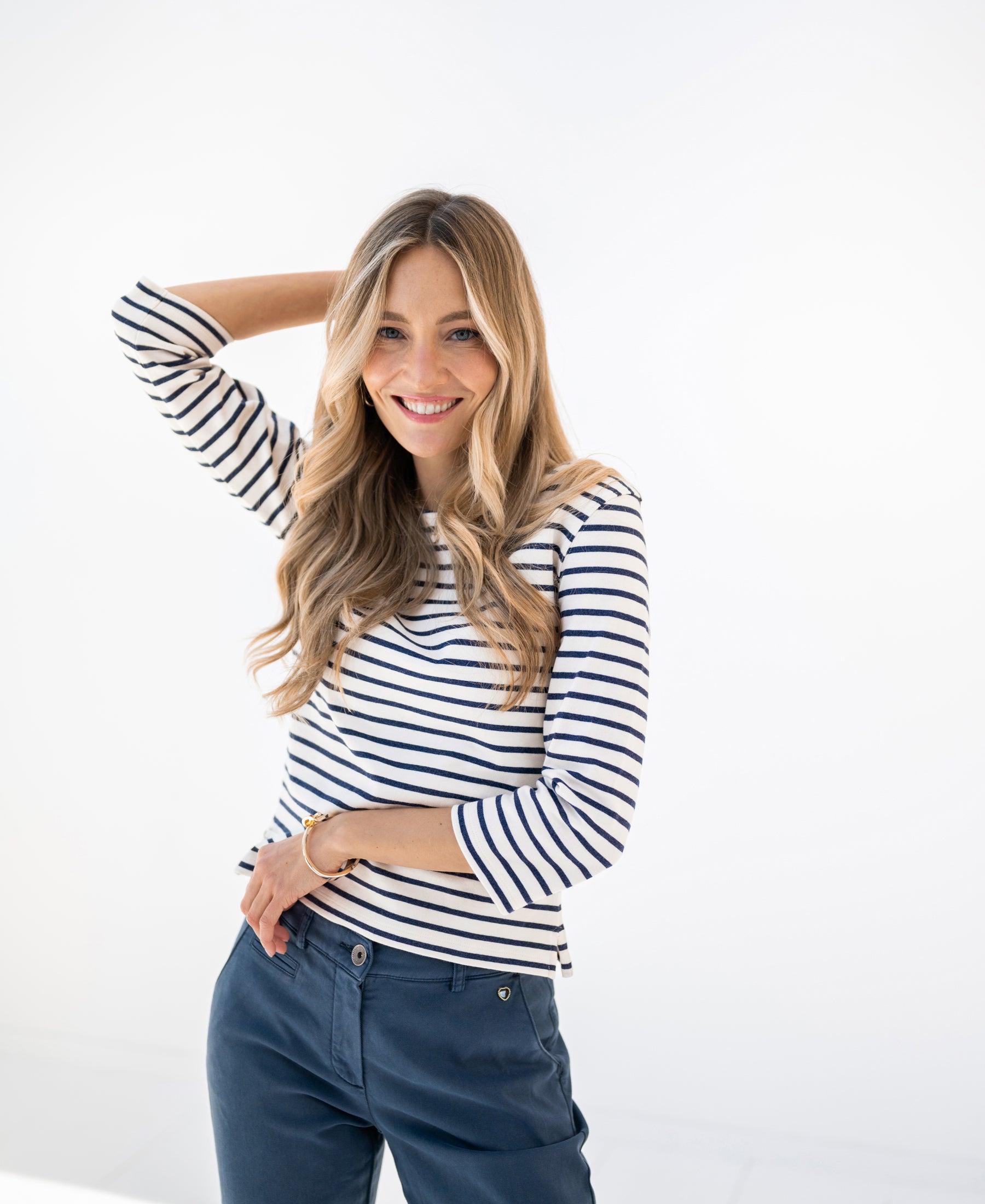 Bretons streepshirt L' AMAIA Ivoor-Jeansblauw