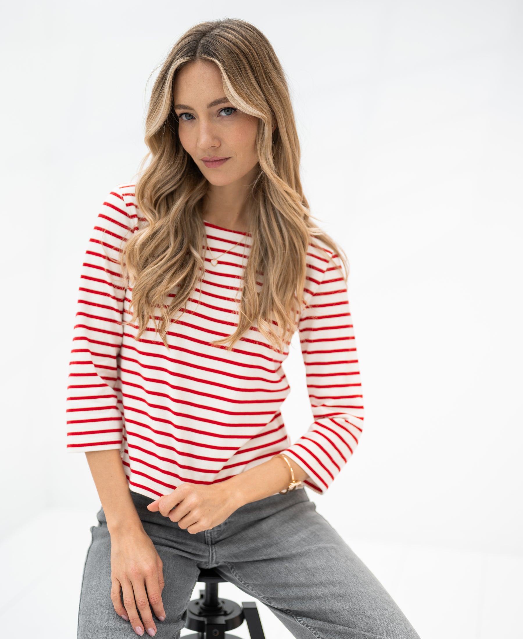 Bretons streepshirt L' AMAIA Ivoor-Rood
