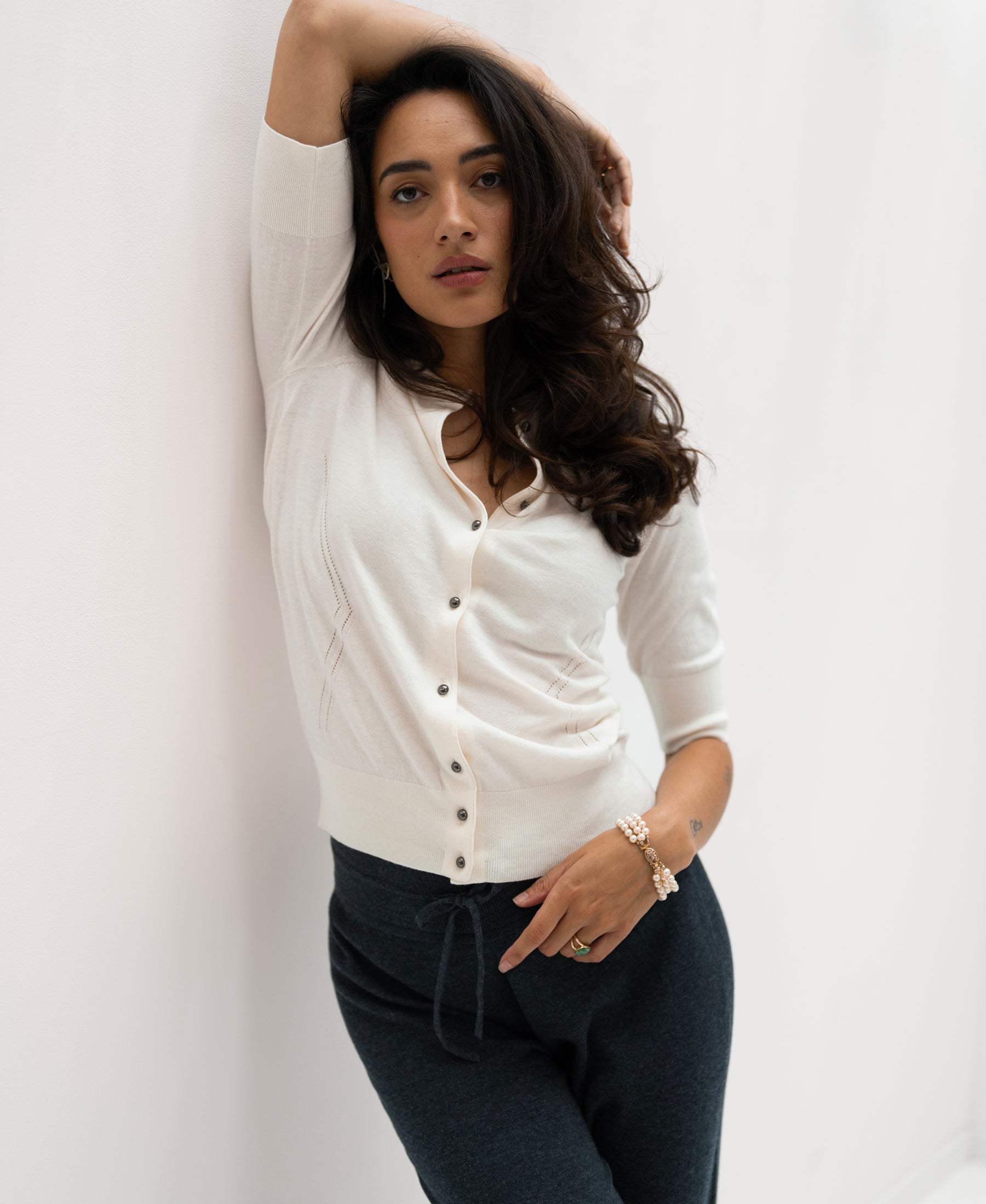 Vestje ADELINE in Ivoorwit - gun metal