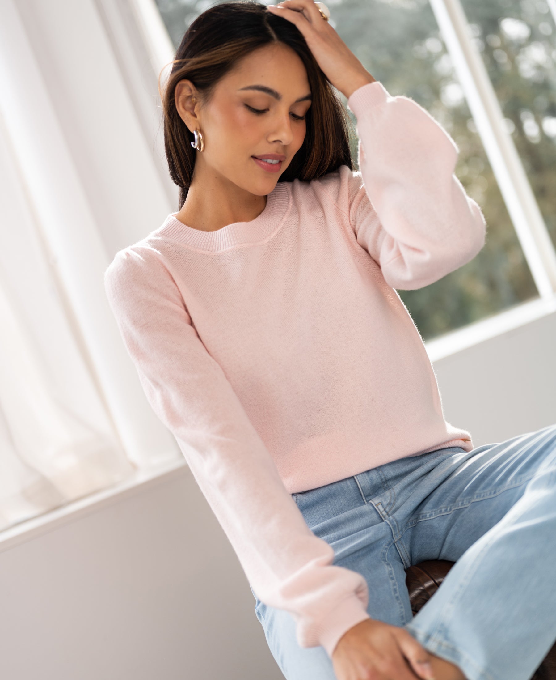 Roze zachte merinotrui LA BAYONNE van PLEIN PUBLIQUE.