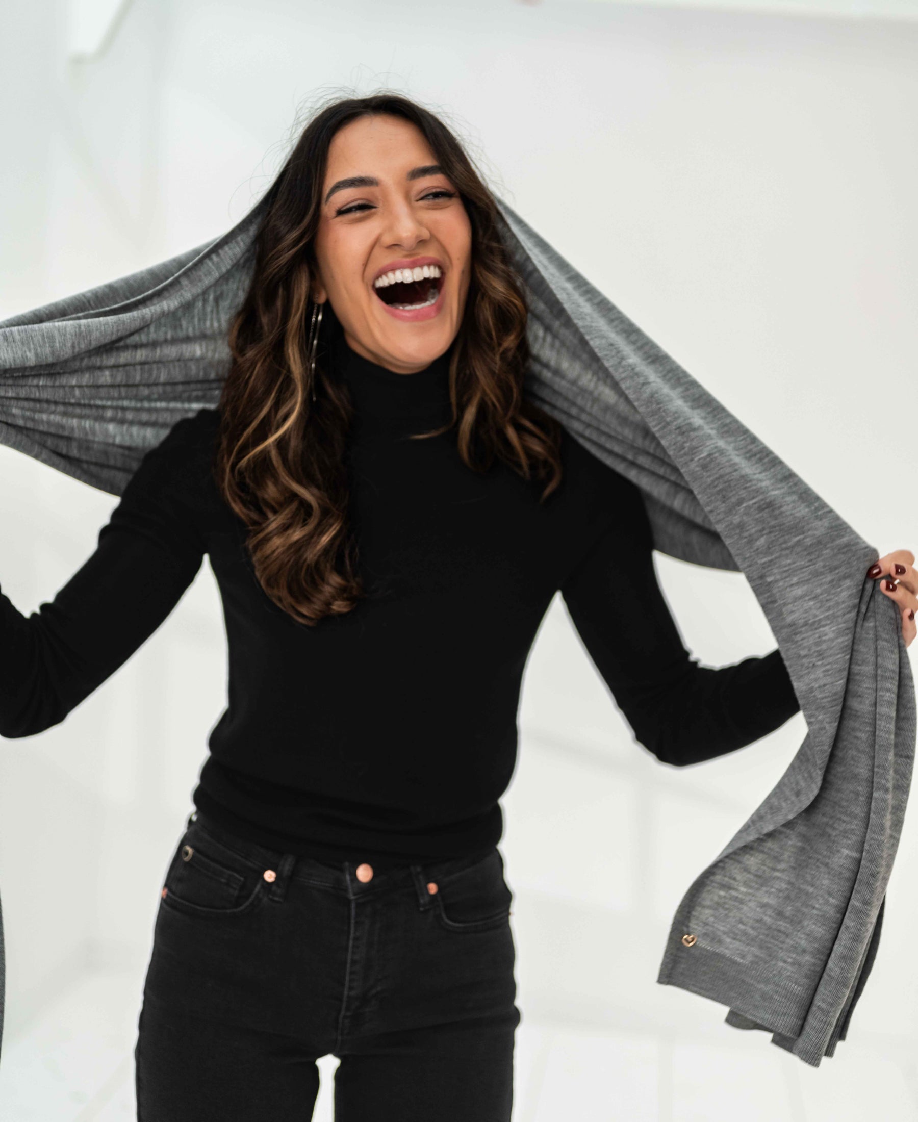 Merino maxi scarf LA BELLA Gray melange