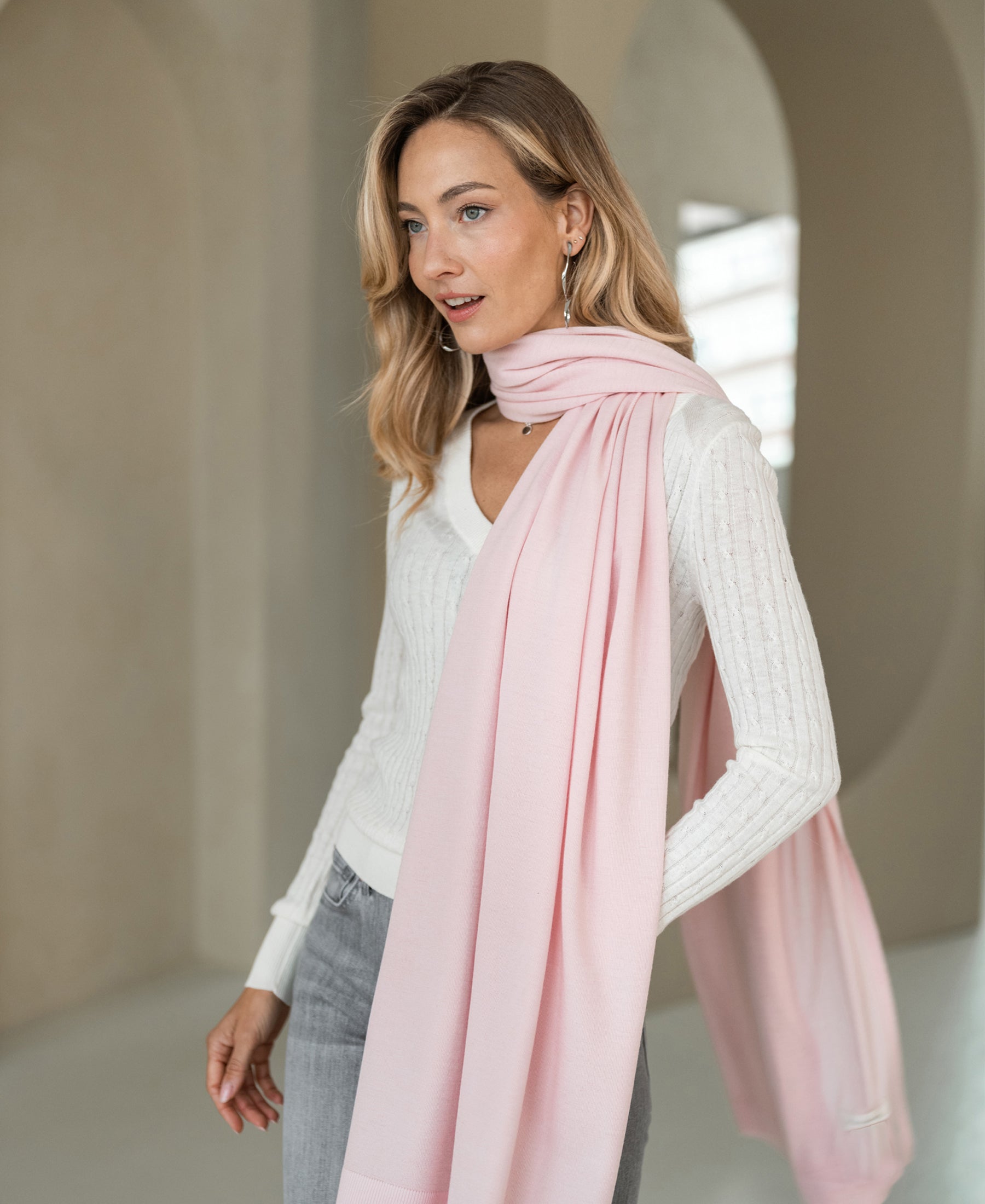 Merino maxi scarf LA BELLA Pink