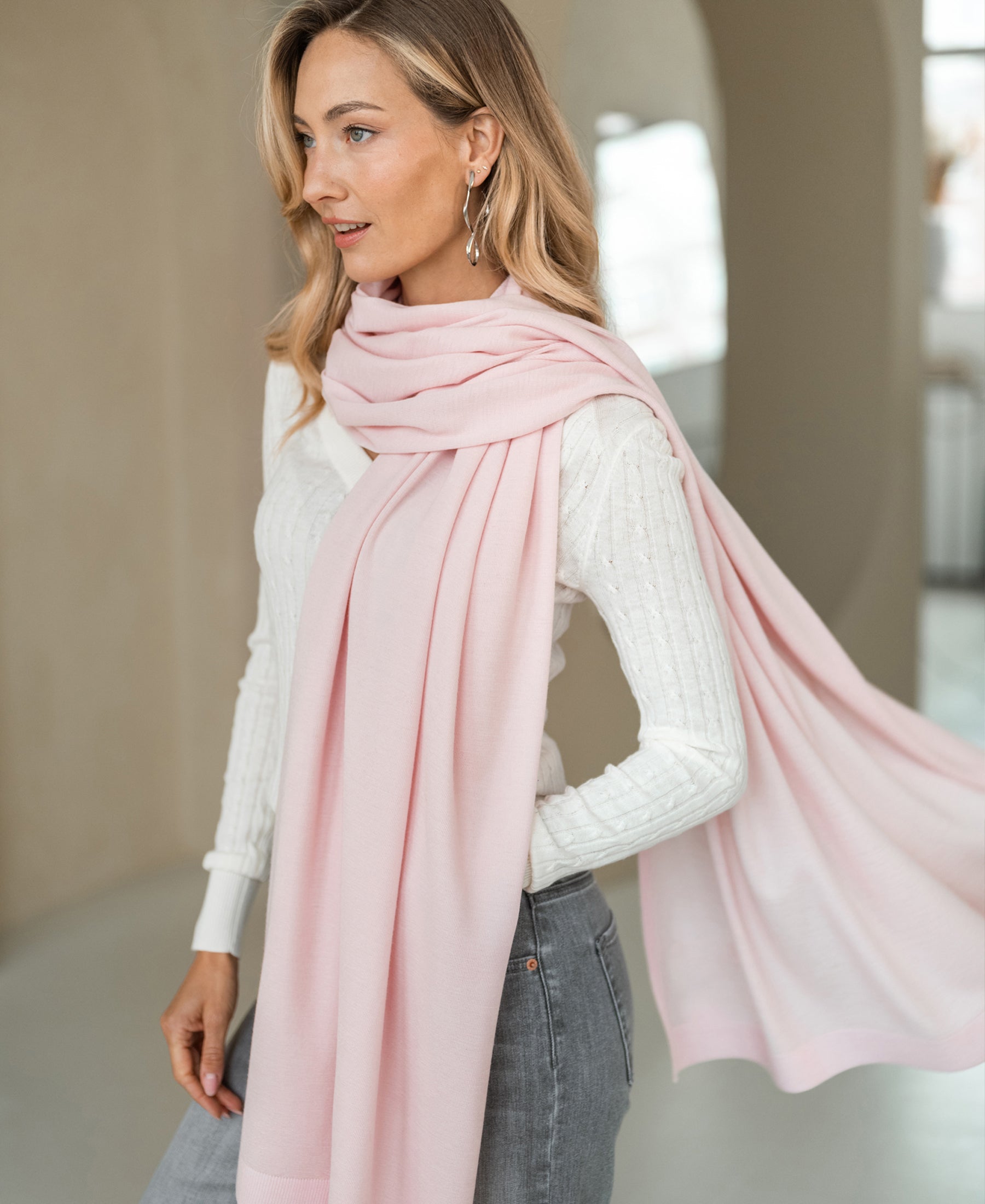 Merino maxi scarf LA BELLA Pink