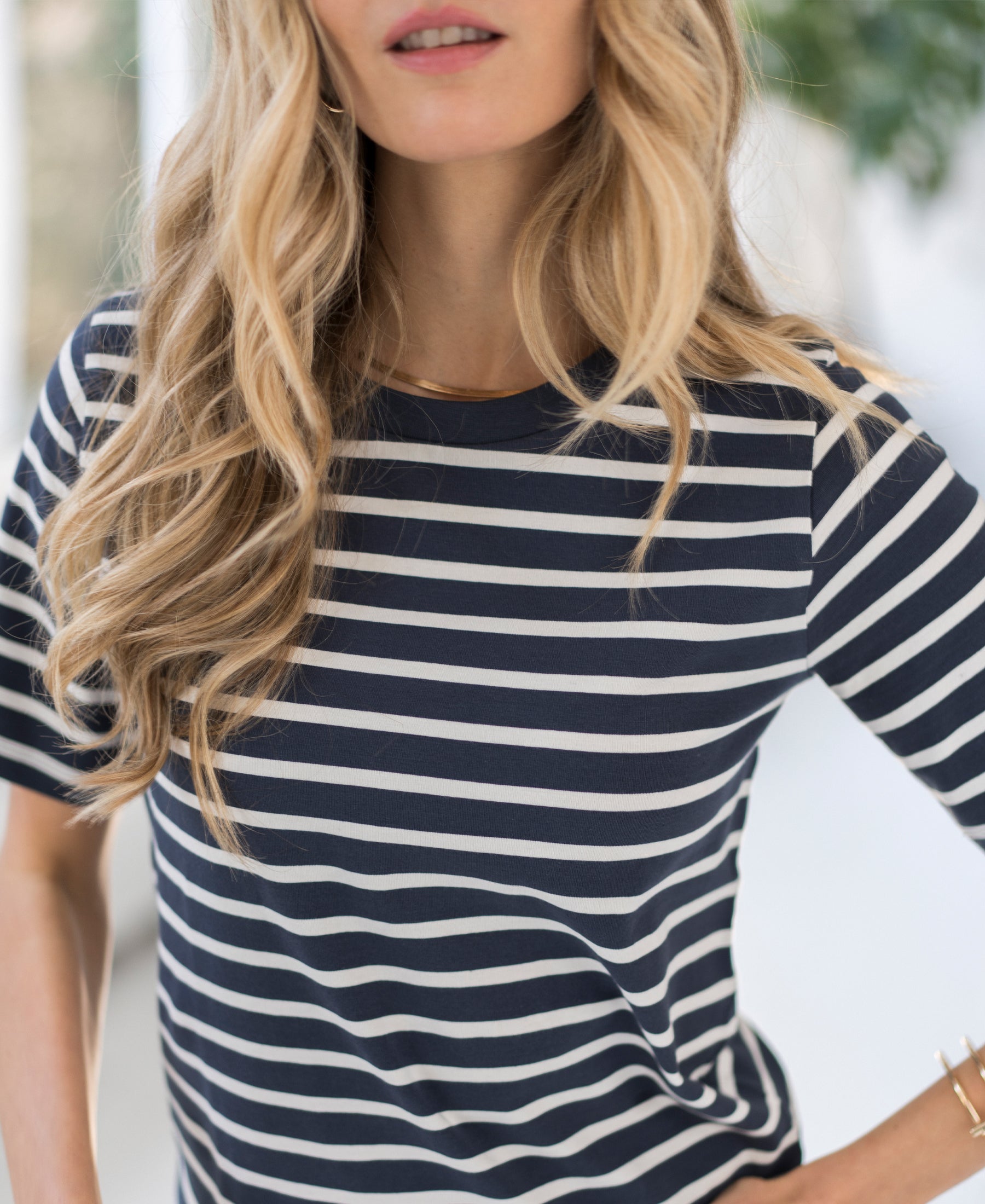 Streepjes T-shirt LA BIBI Denim-Ivoor