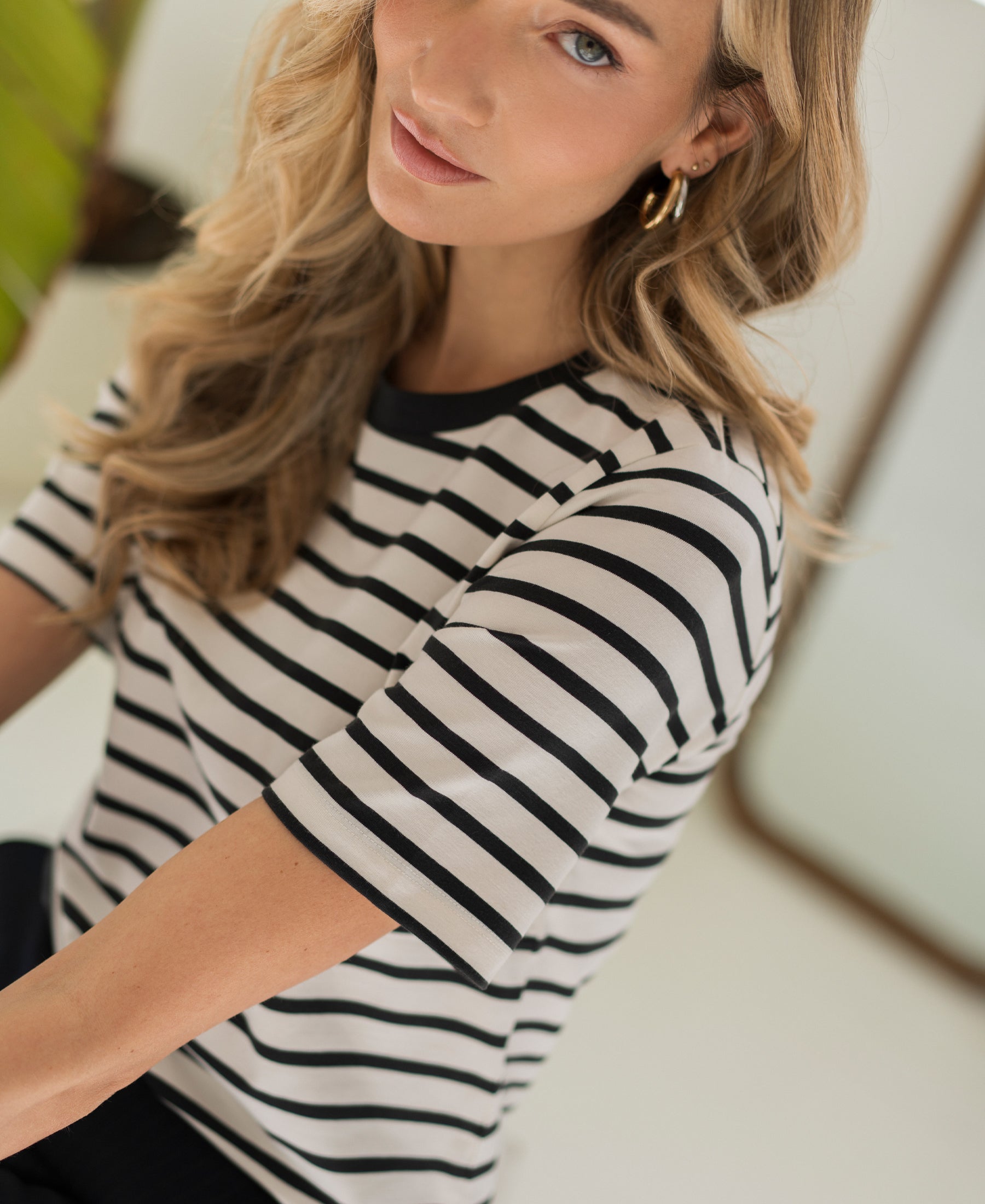 Streepjes T-shirt LA BIBI Ivoor-Zwart