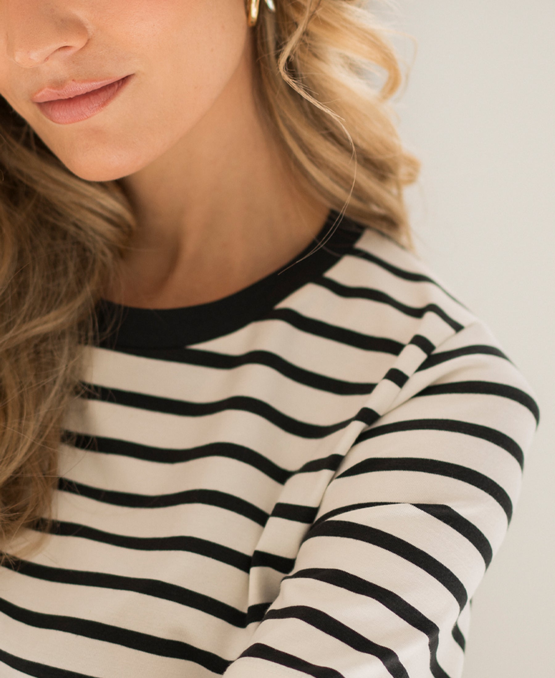 Streepjes T-shirt LA BIBI Ivoor-Zwart