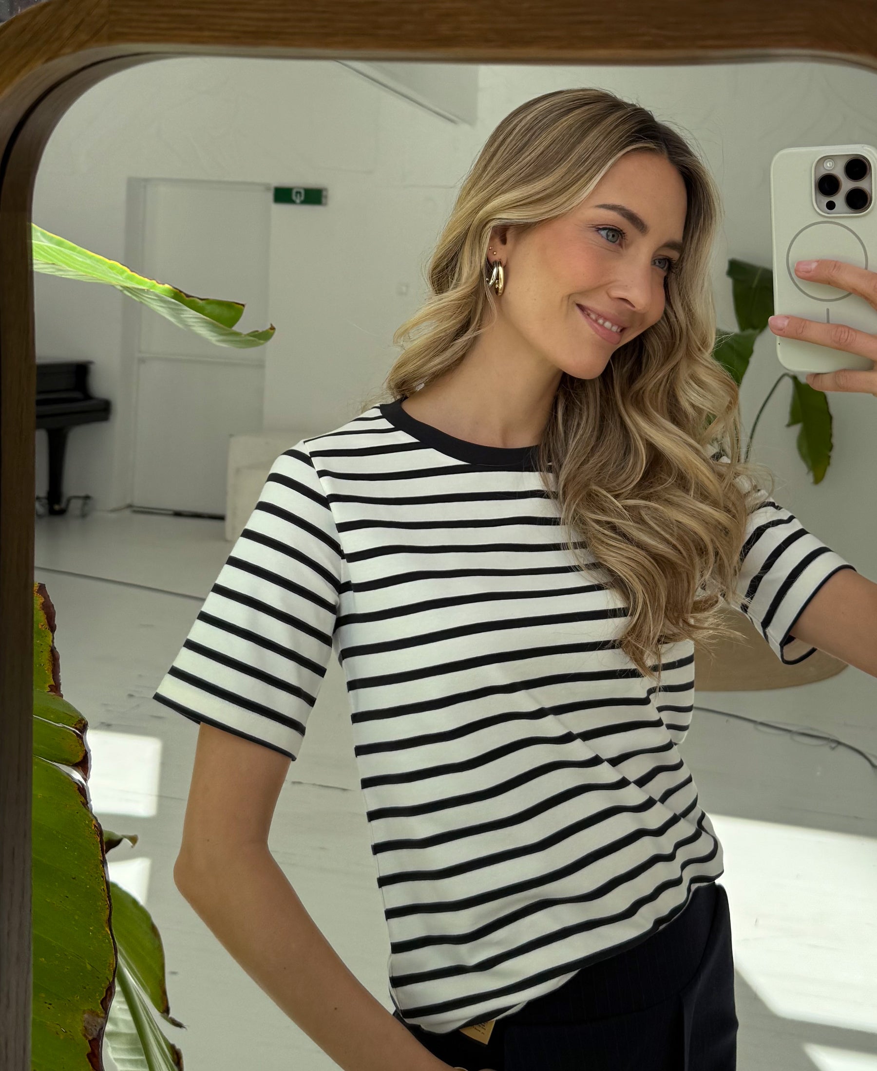 Streepjes T-shirt LA BIBI Ivoor-Zwart