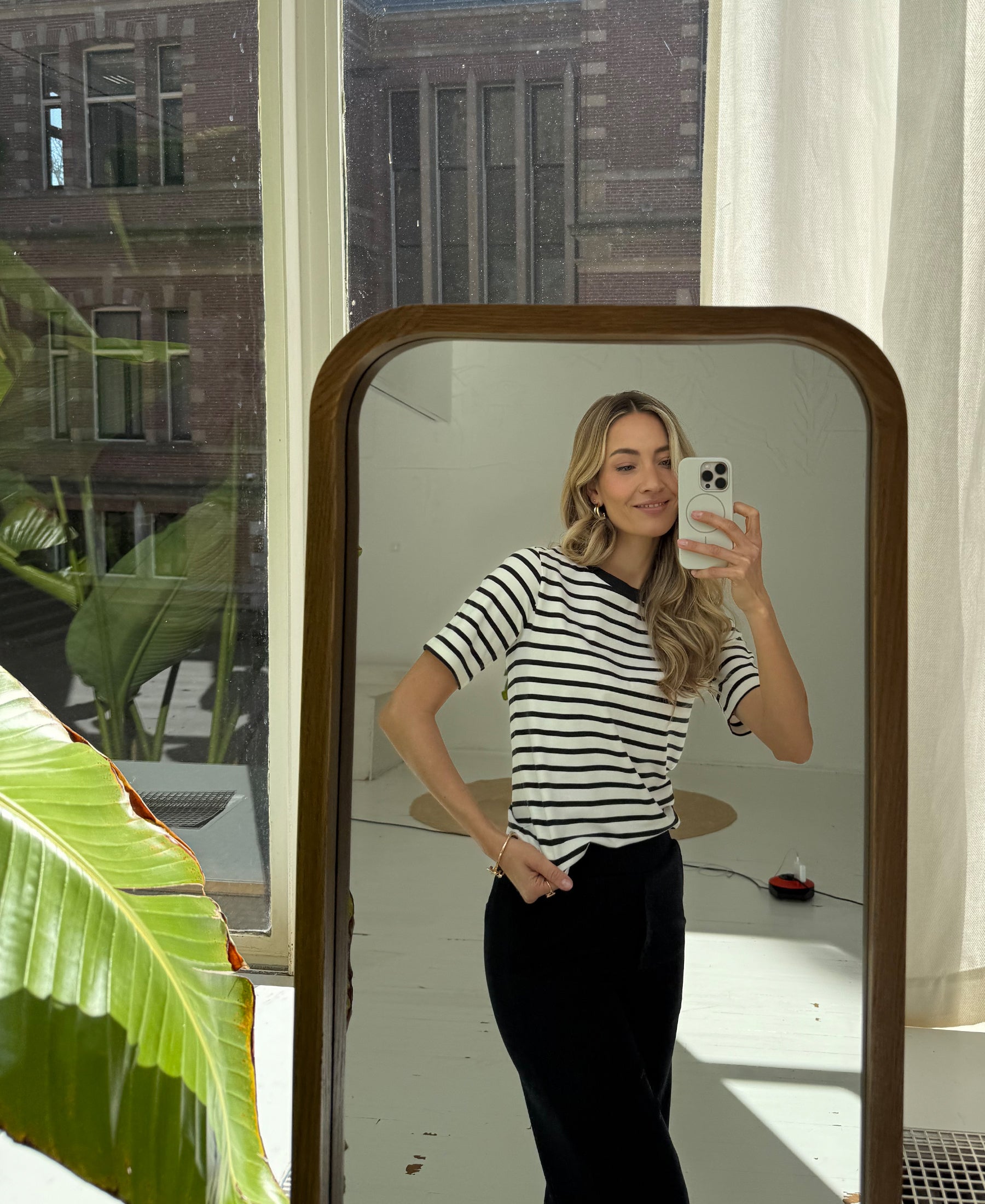 Streepjes T-shirt LA BIBI Ivoor-Zwart