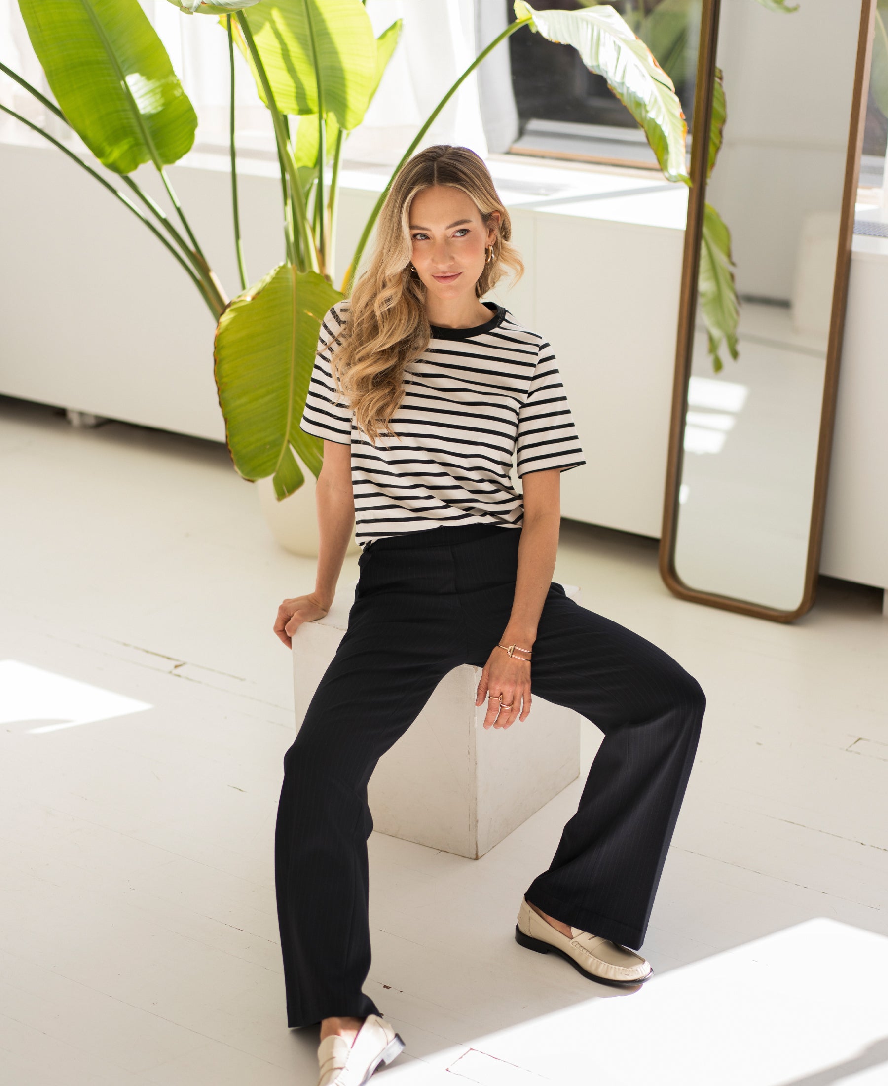 Streepjes T-shirt LA BIBI Ivoor-Zwart