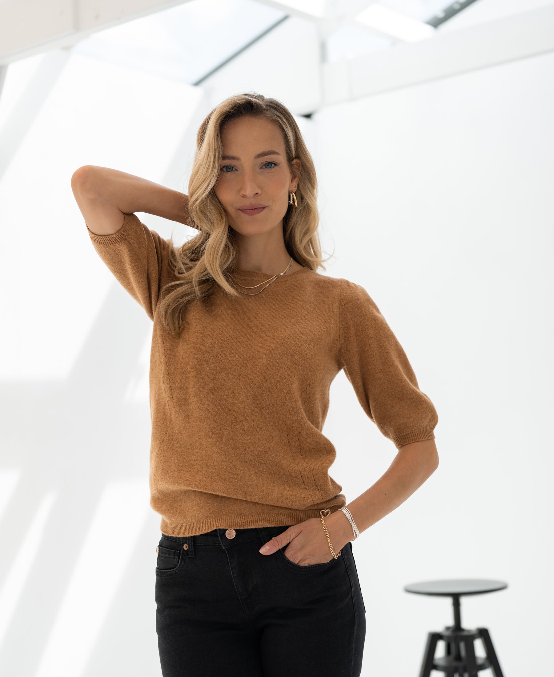 Kurzarmpullover LA BLANCHE Hellbraun