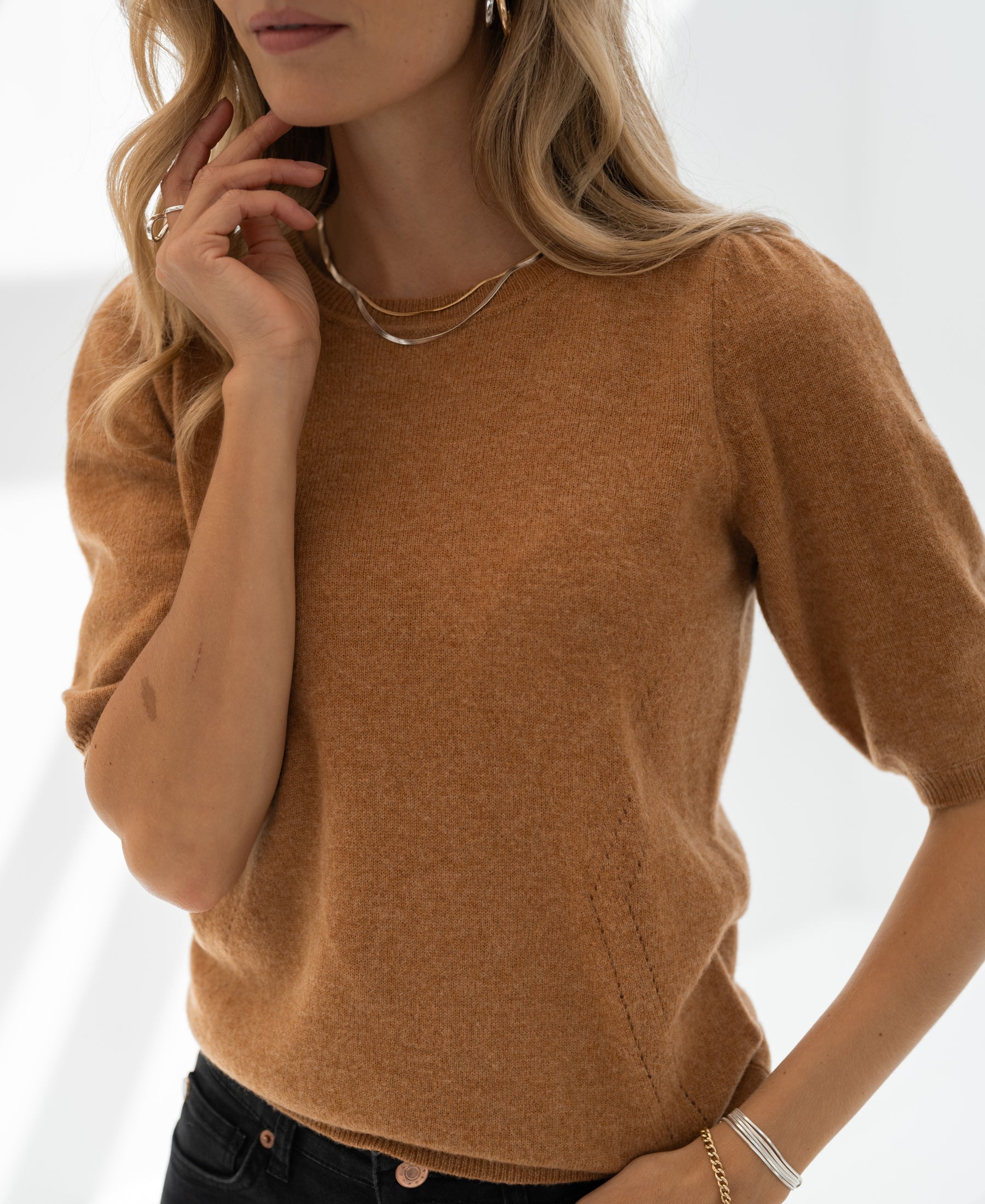 Kurzarmpullover LA BLANCHE Hellbraun