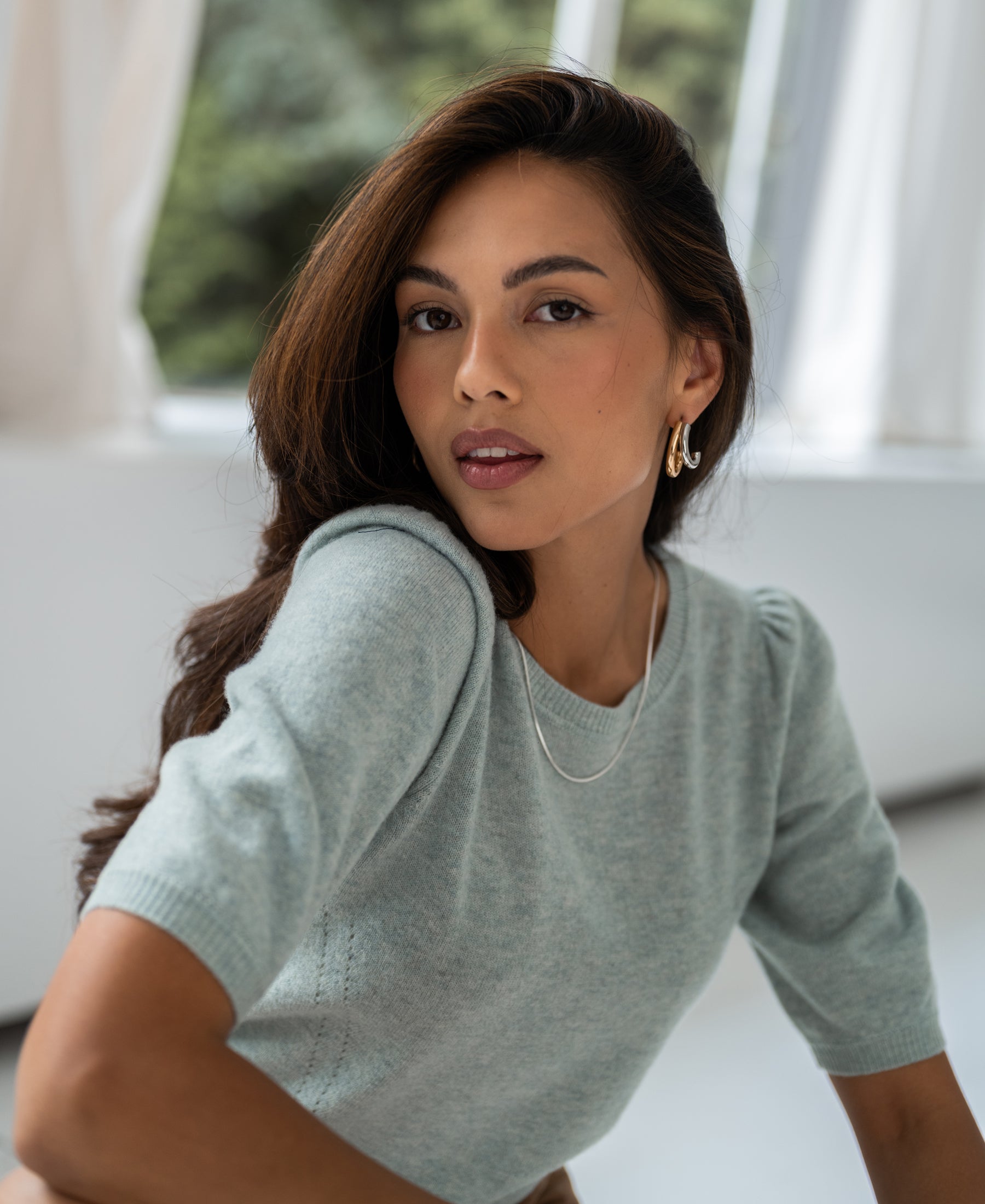 Kurzarmpullover LA BLANCHE Nebelblau