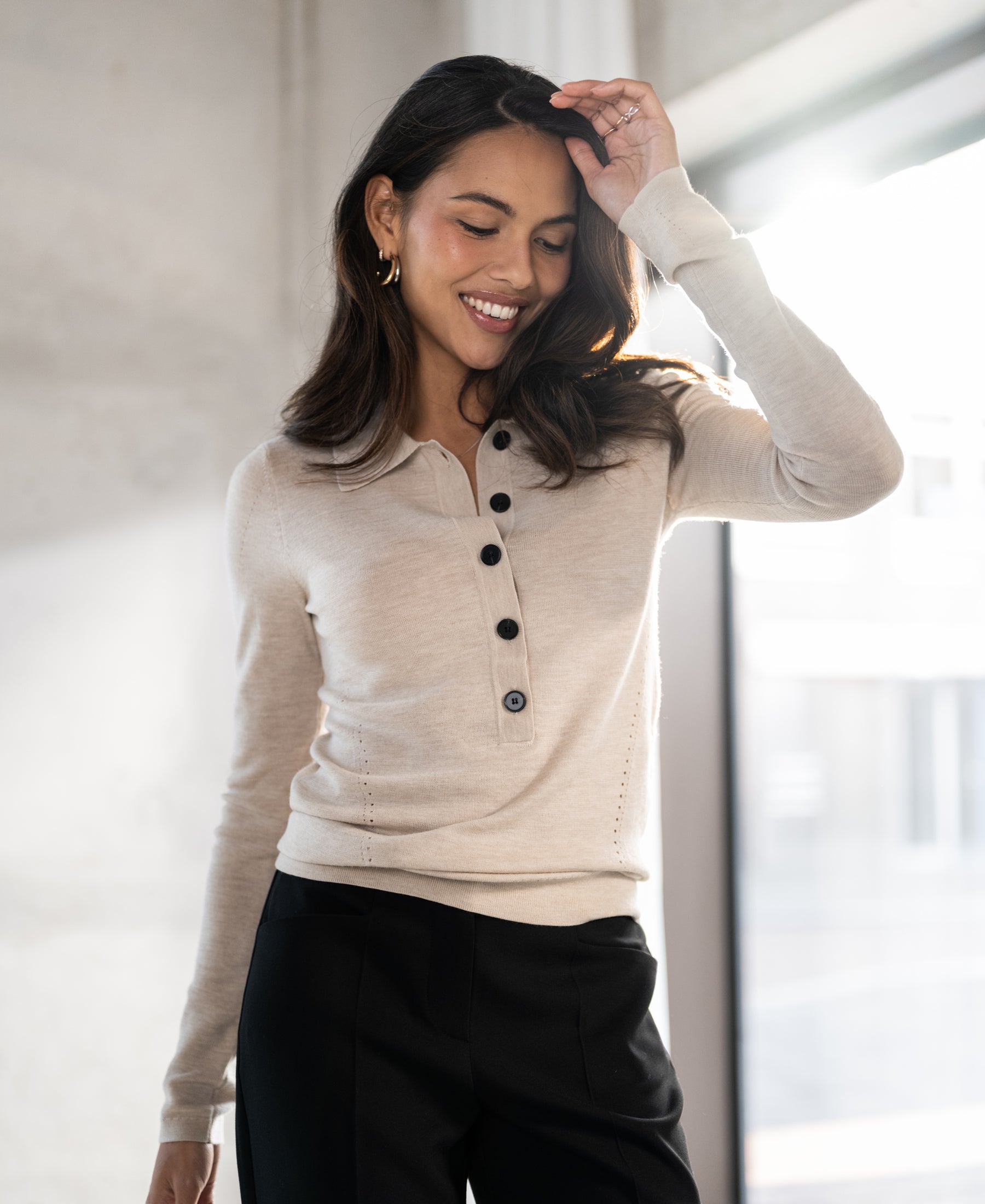 Poloshirt aus Merinowolle LE BOBIGNY Beige