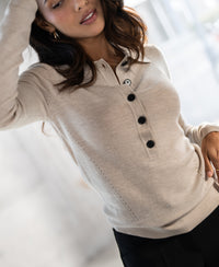 Merino wool polo LE BOBIGNY Beige