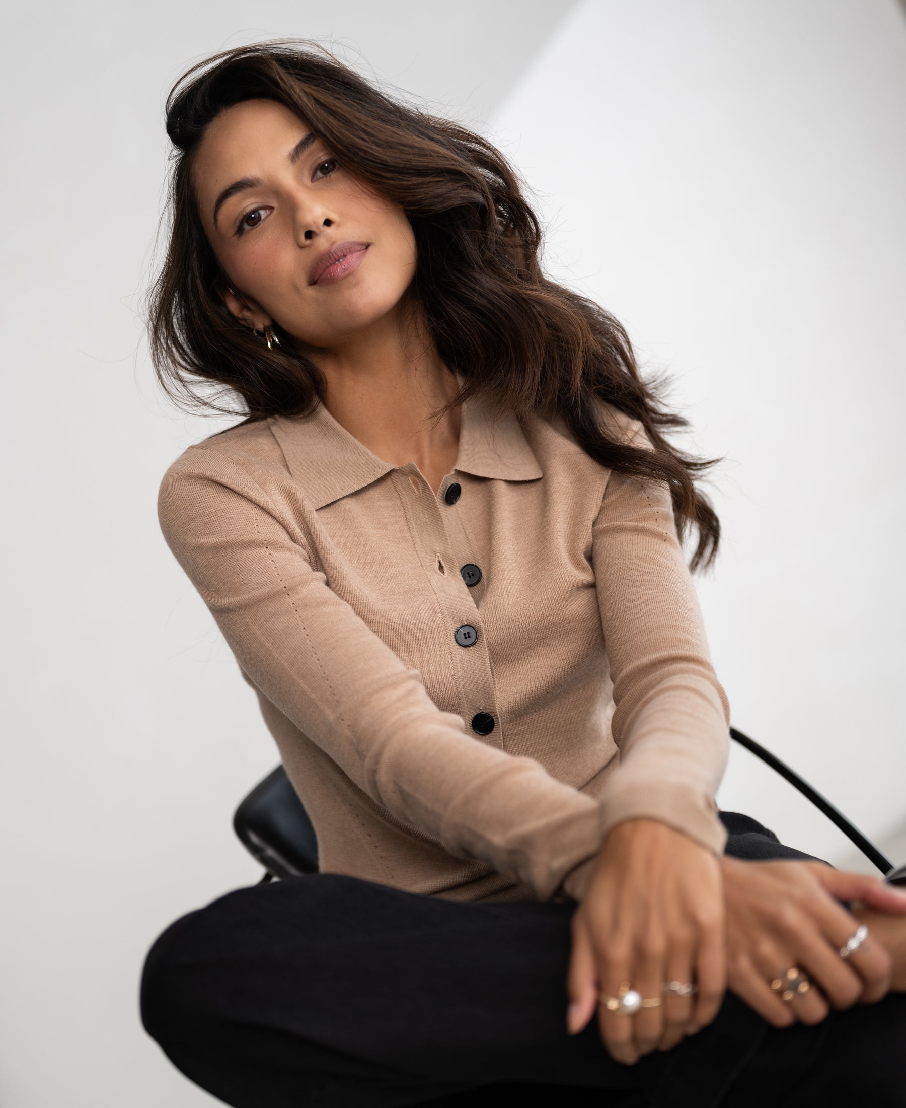 Poloshirt aus Merinowolle LE BOBIGNY Soft hellbraun