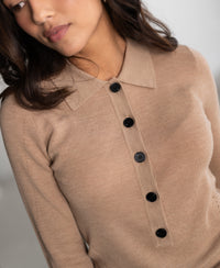 Merino wool polo shirt LE BOBIGNY Soft camel