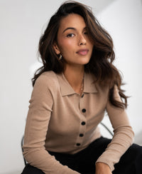 Merino wool polo shirt LE BOBIGNY Soft camel