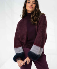 Fluffy cardigan LA BONBON Bordeaux