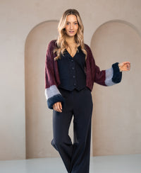 Fluffy cardigan LA BONBON Bordeaux