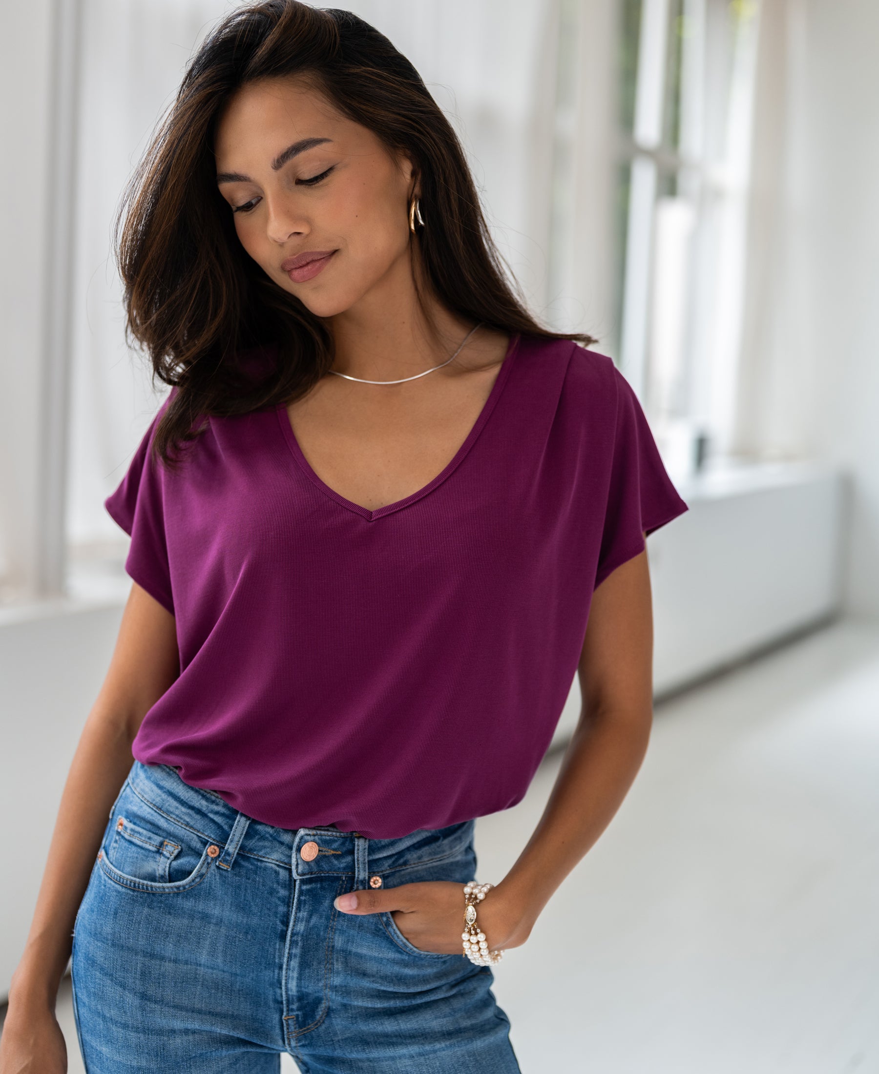 Ripp-T-shirt LA BONNE Magenta