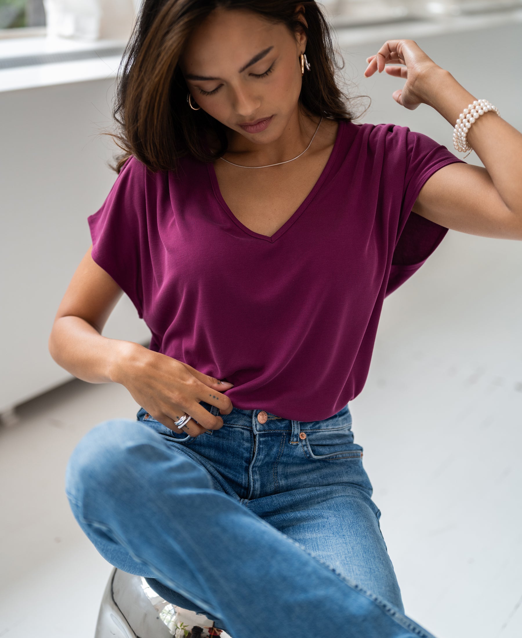 Rib T-shirt LA BONNE Magenta