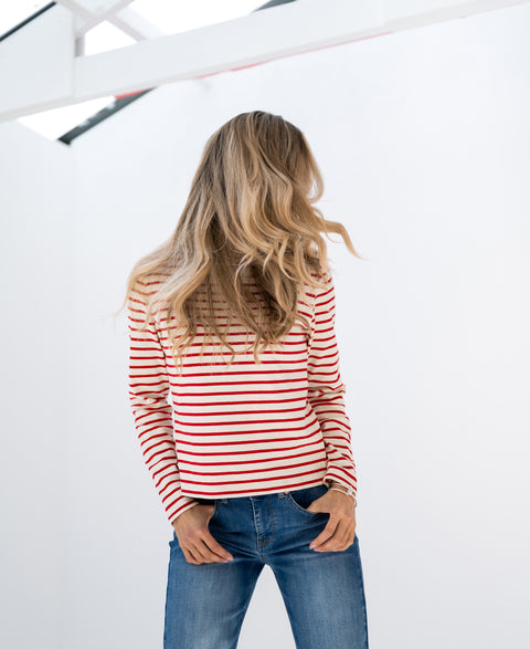 Bretons streepshirt LA BRETONNE Ivoor-Rood