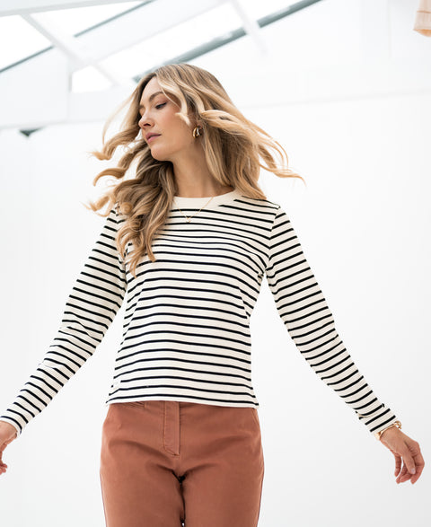 Bretons streepshirt LA BRETONNE Ivoor-Zwart