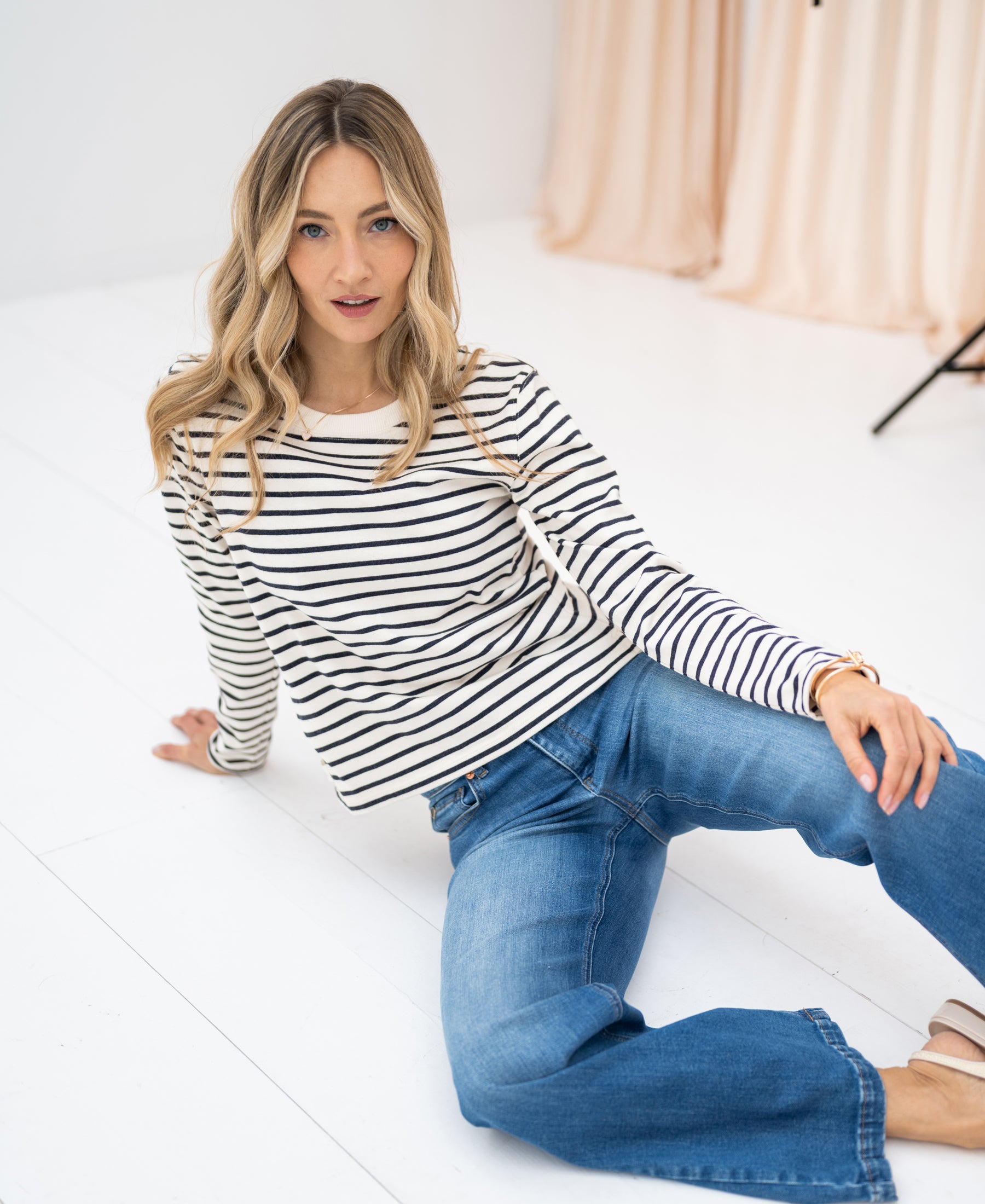 Bretons streepshirt LA BRETONNE Ivoor-denim