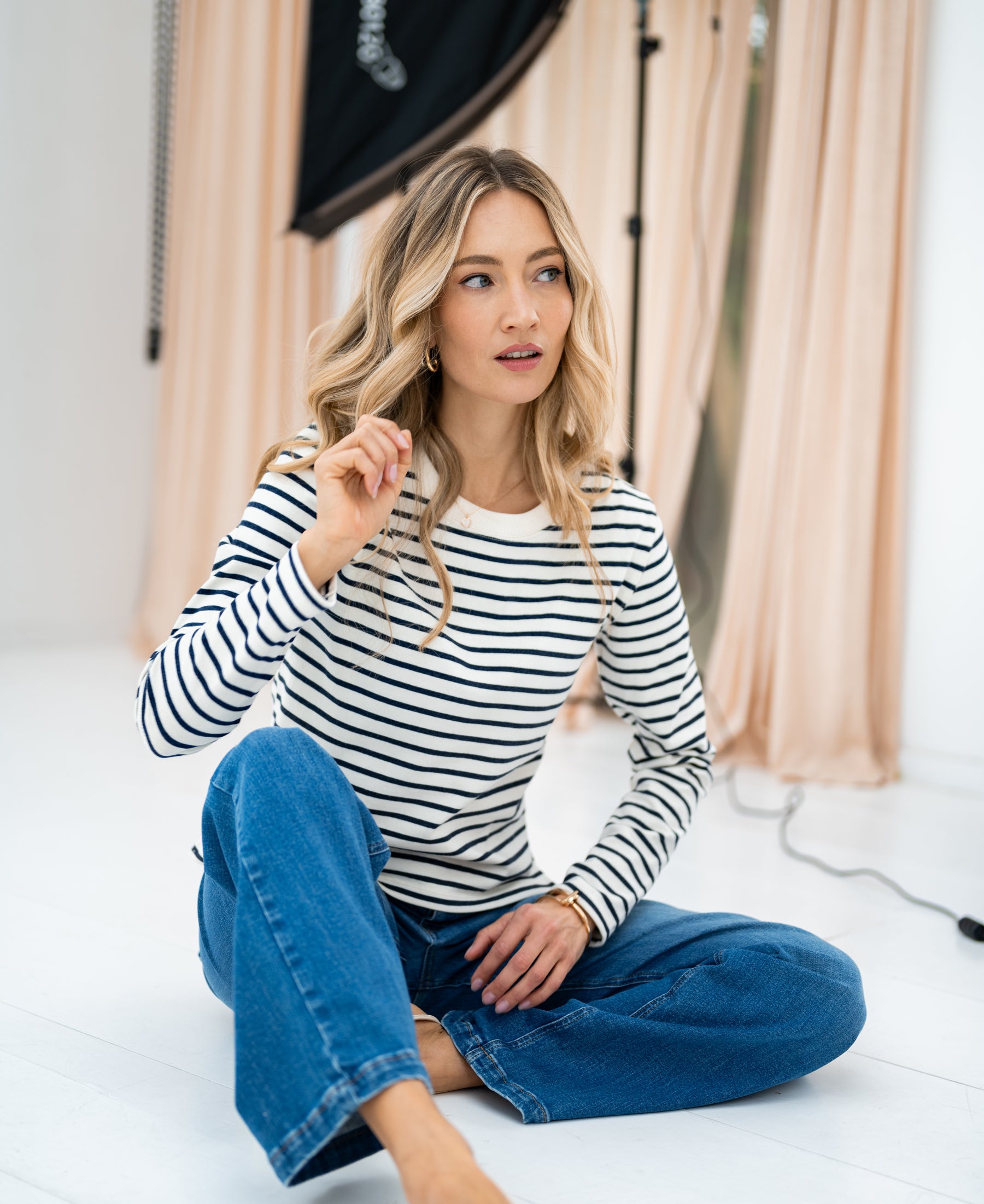 Bretons streepshirt LA BRETONNE Ivoor-denim