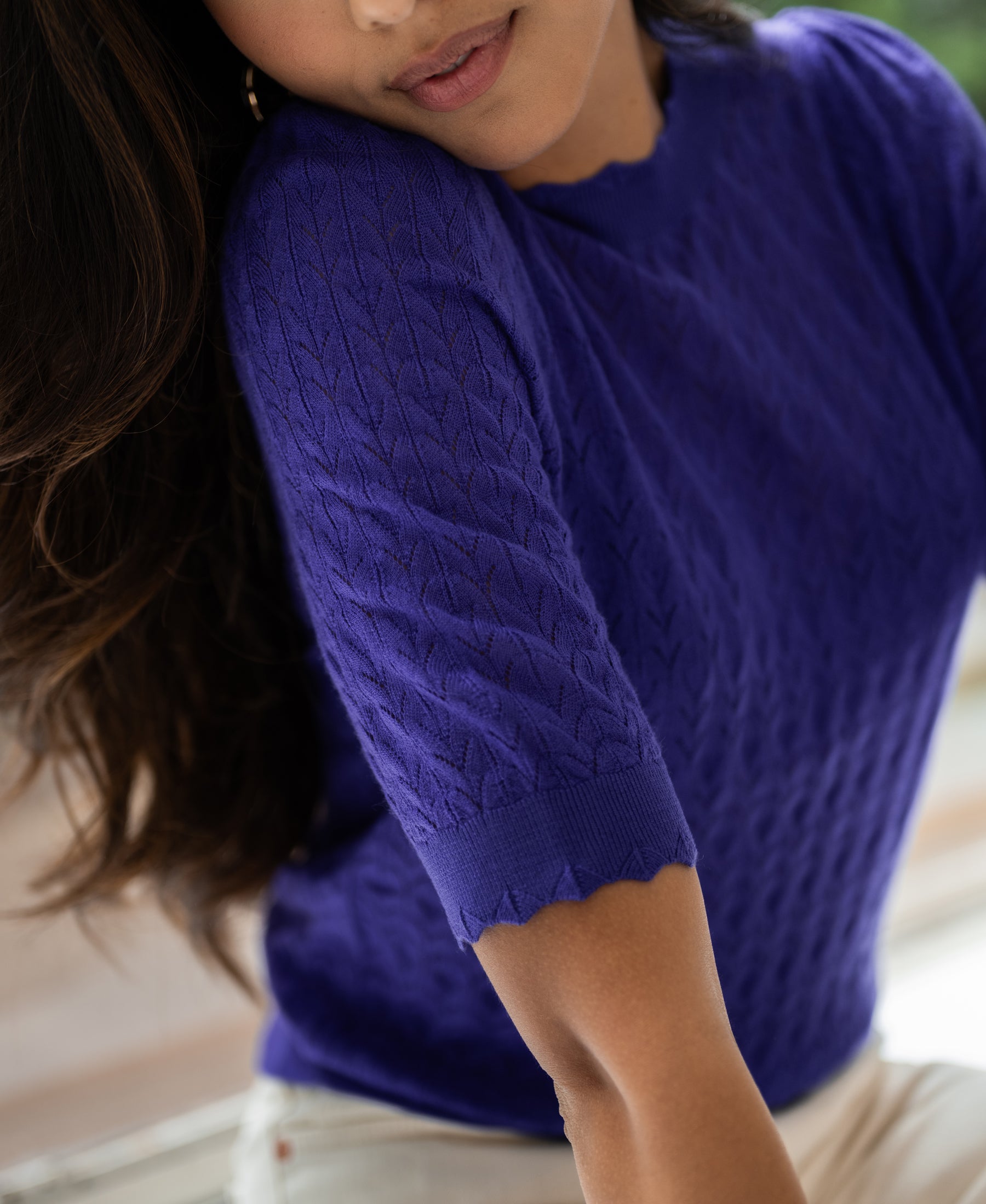 Merino wool sweater LA BRIOCHE Blue Iris