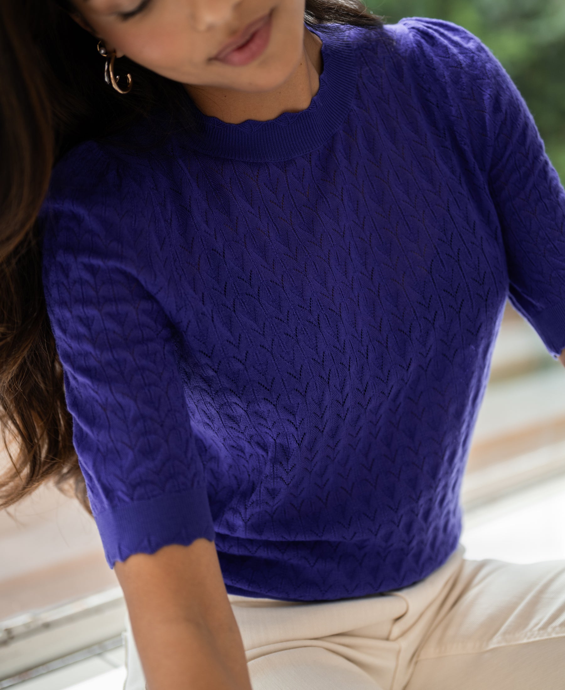 Merino wool sweater LA BRIOCHE Blue Iris
