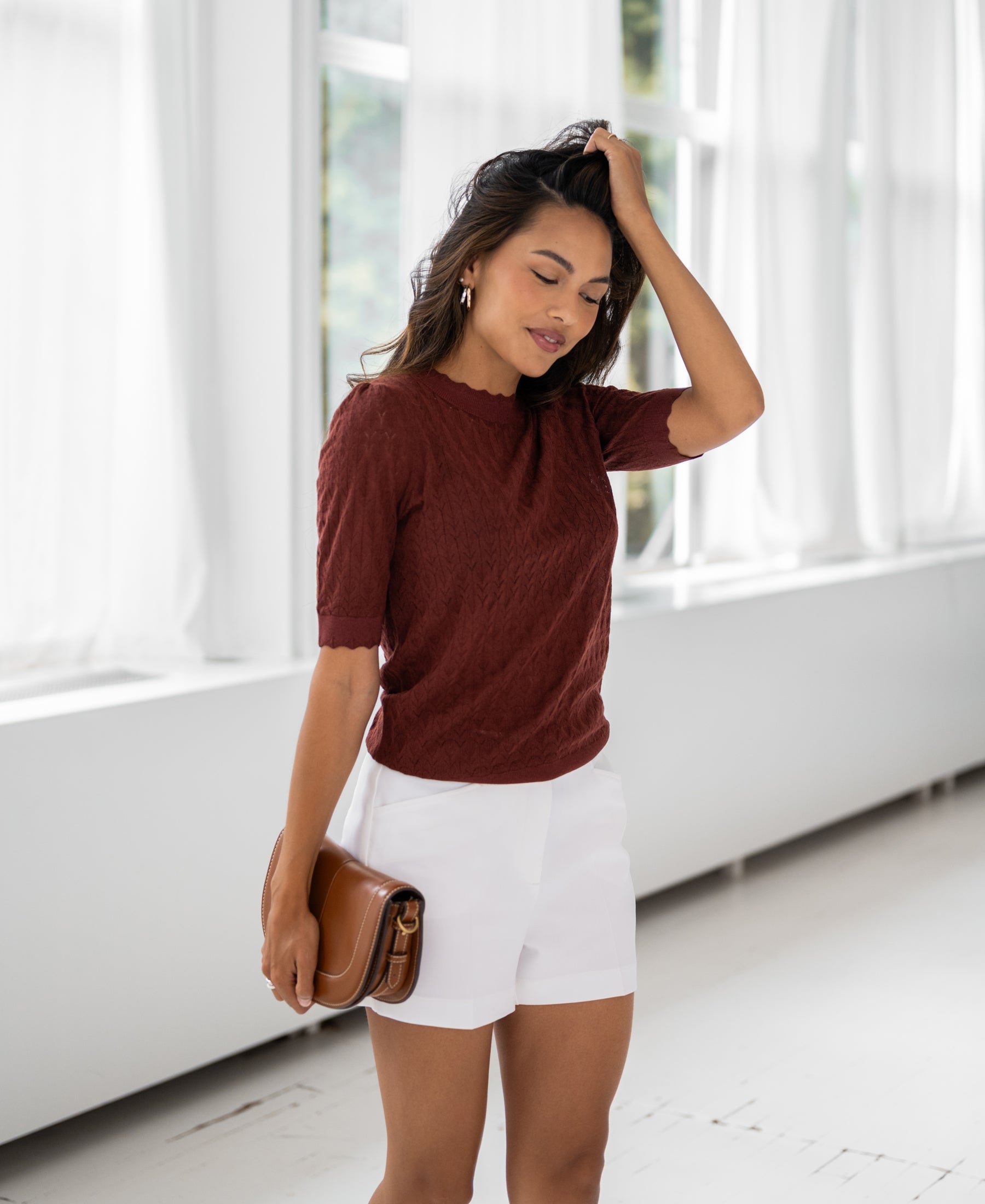 Merino wool sweater LA BRIOCHE Havana