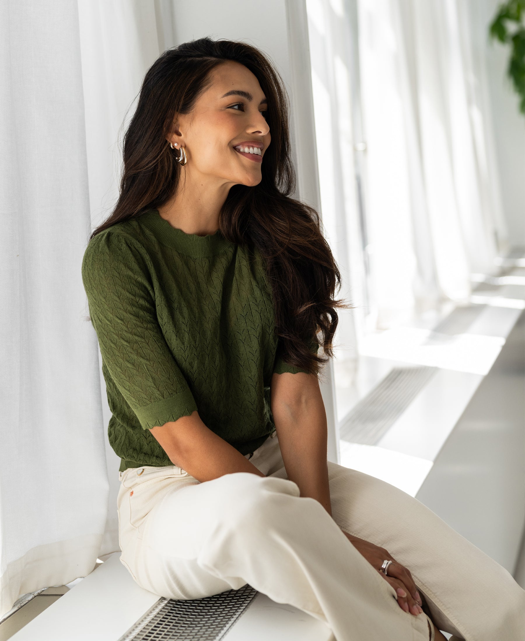 Merino wool sweater LA BRIOCHE Olive green