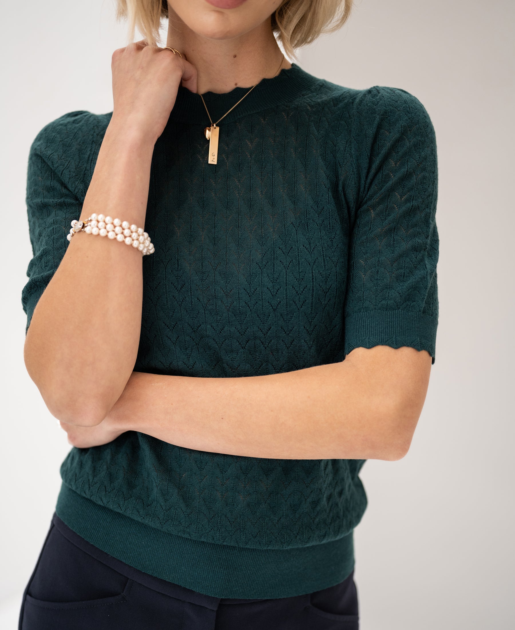 Merino wool sweater LA BRIOCHE Dark green