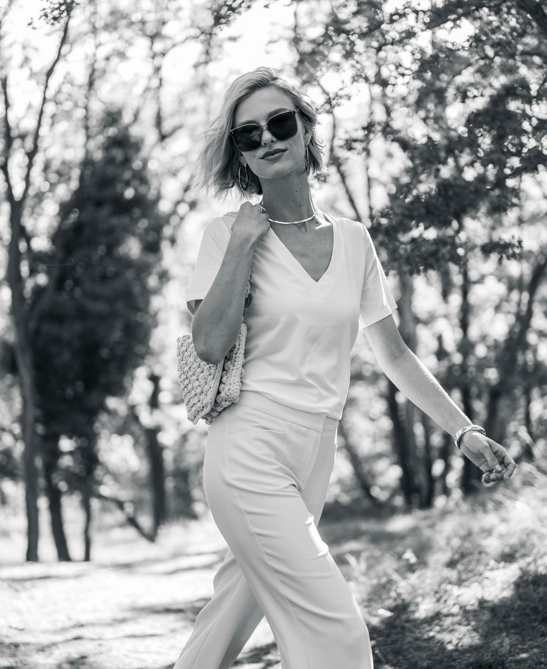 White V-neck LA VIDA T-shirt by PLEIN PUBLIQUE.