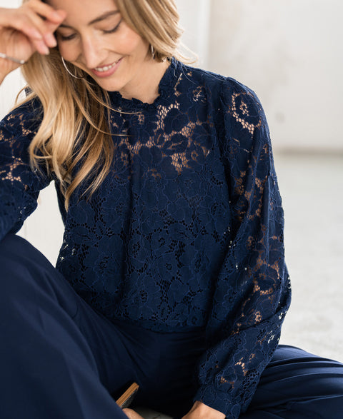 Lace blouse LA MARSEILLE Dark blue