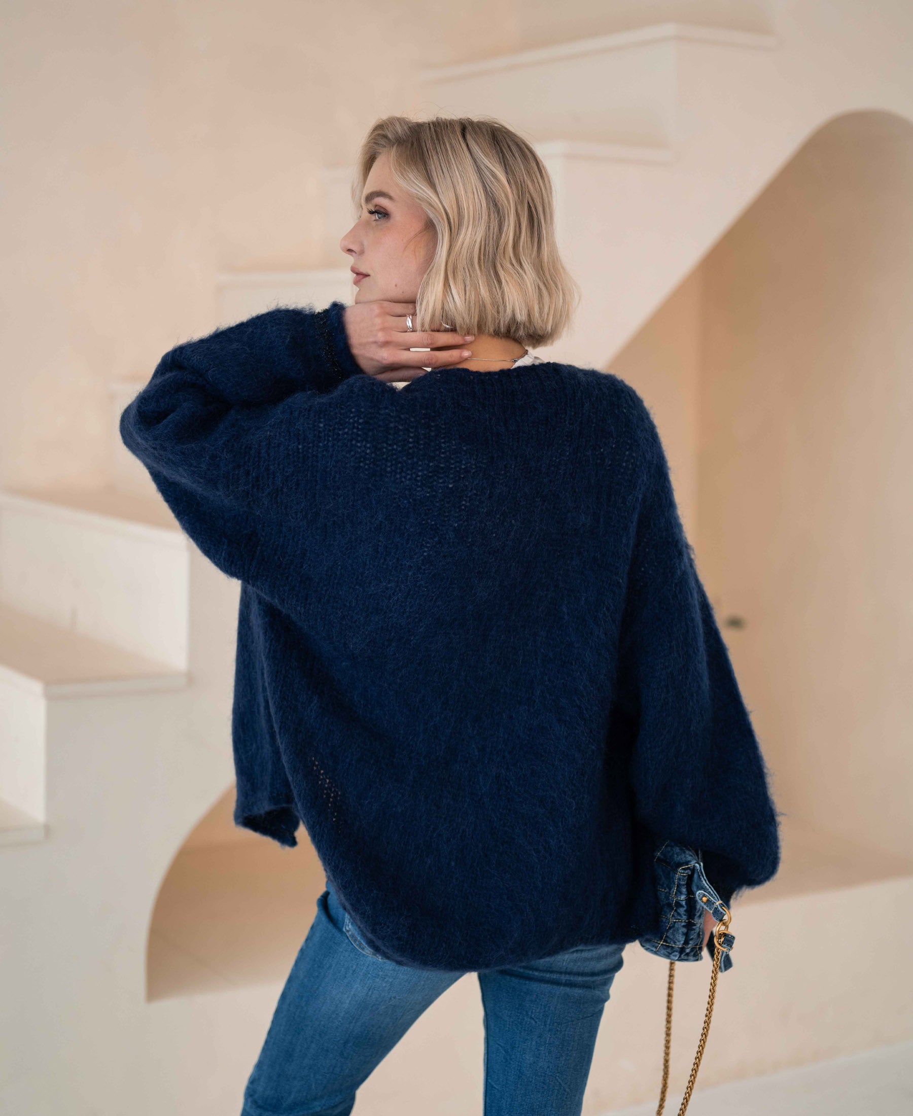 Flauschige Strickjacke LA CHERIE Navy