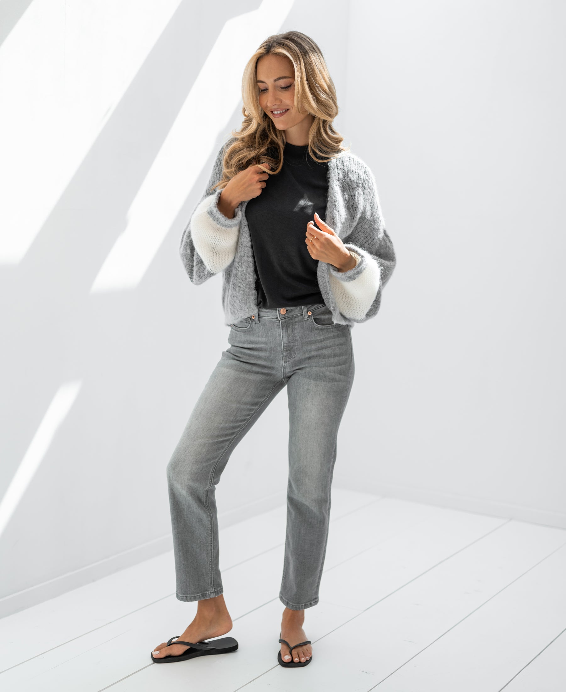 Cropped jeans LE GUY Grey Stonewash