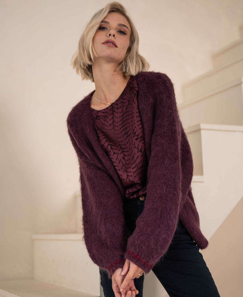 Bordeaux cardigan sale