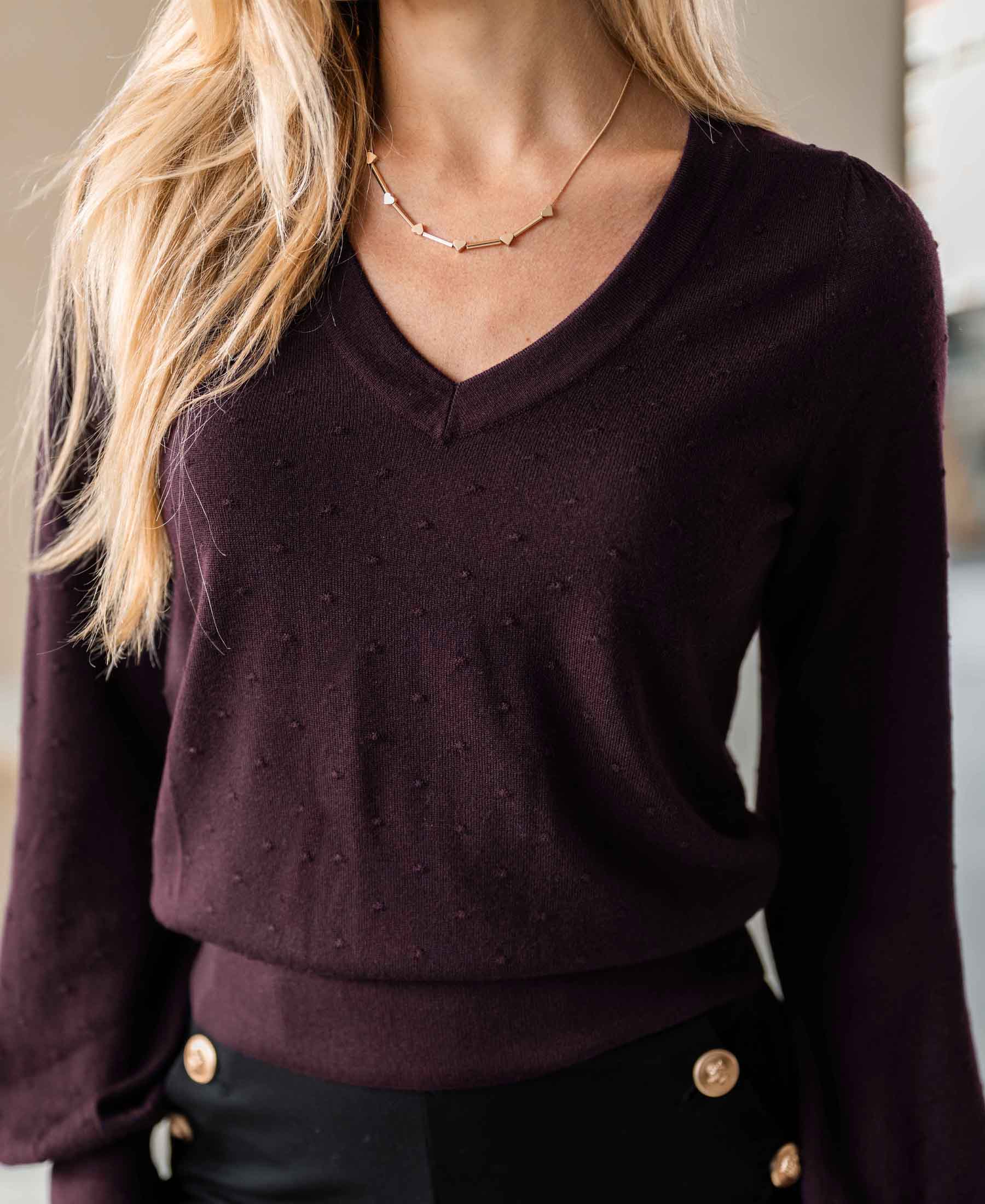 Merino V-neck sweater LA VICTORIA Bordeaux