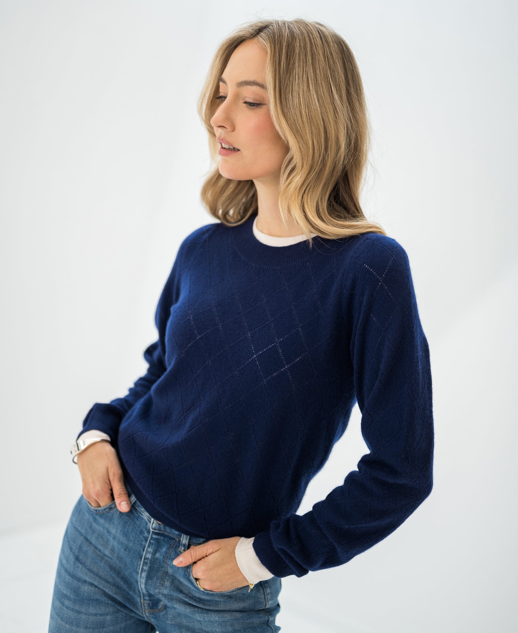 Argyle merinotrui LE CAMBRIDGE Navy