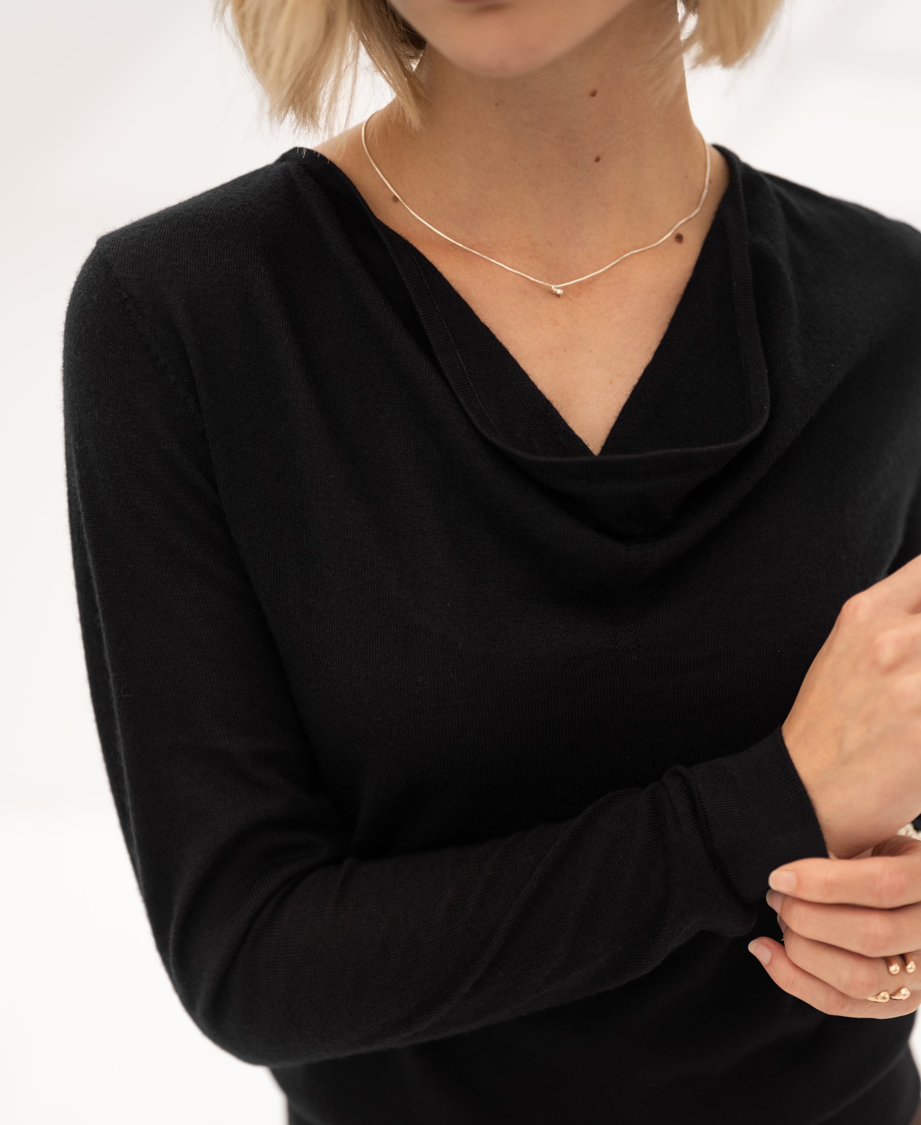 Pullover mit Wasserfallauschnitt LA CASCADE Schwarz