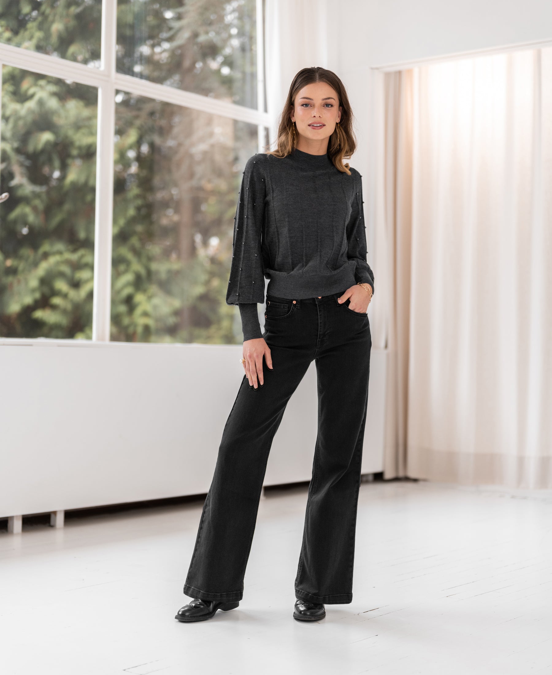 Wide leg jeans LES DEUX Black Denim