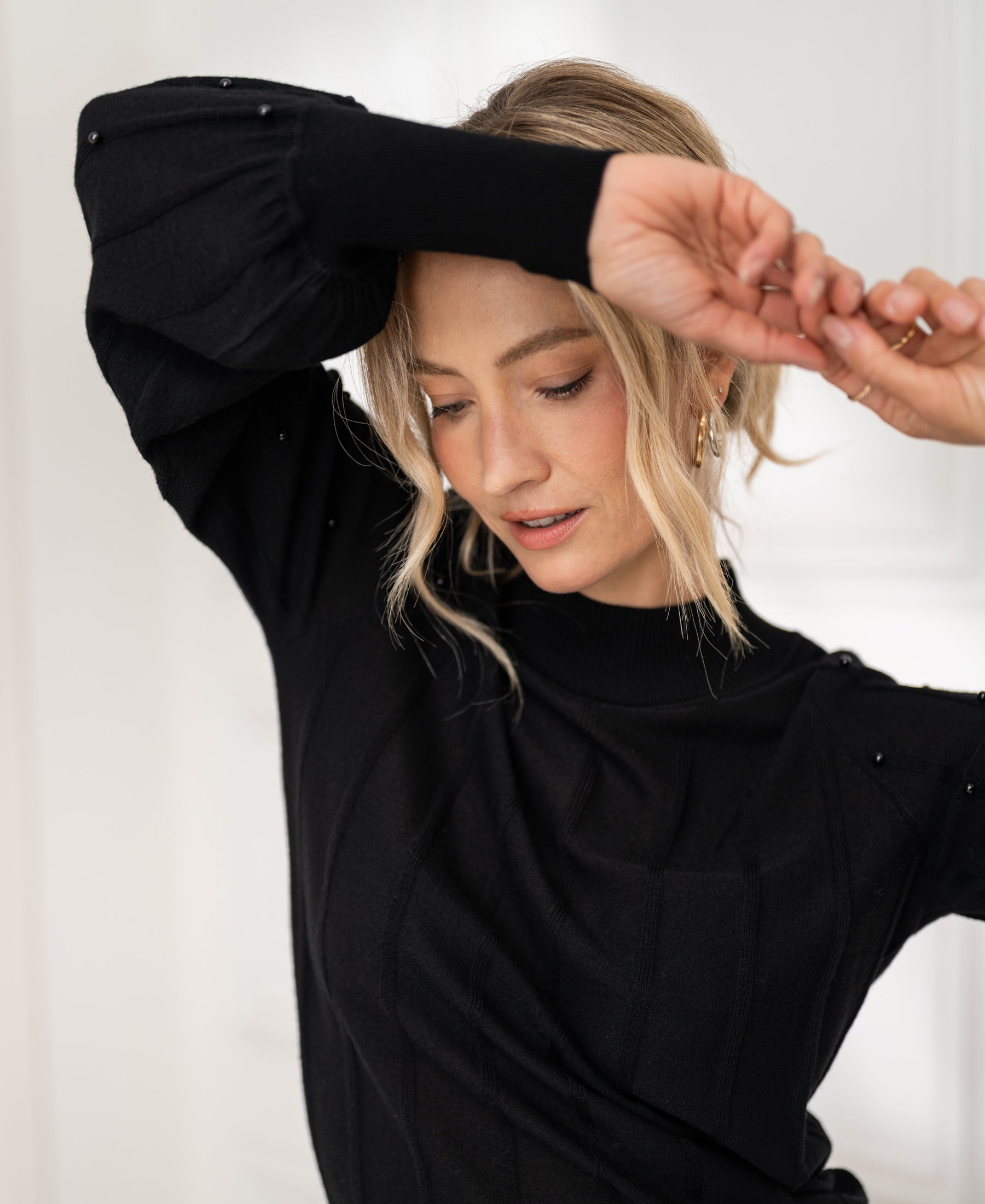 Turtleneck with beads LA CENTAINE Black