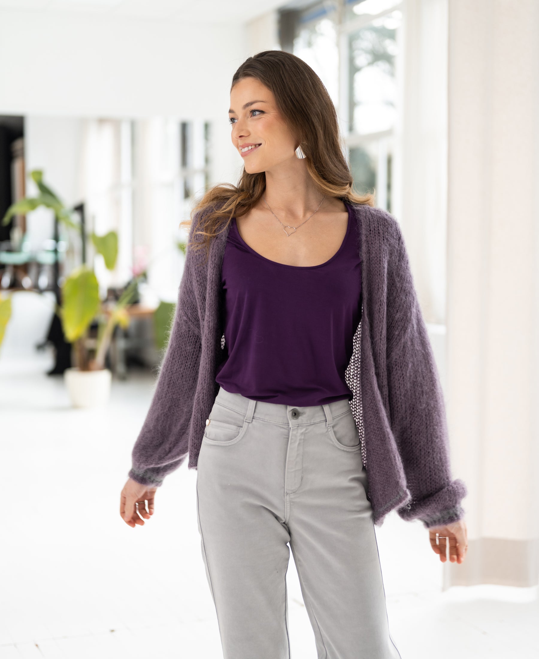 Bamboe T-shirt LA CHARME Aubergine