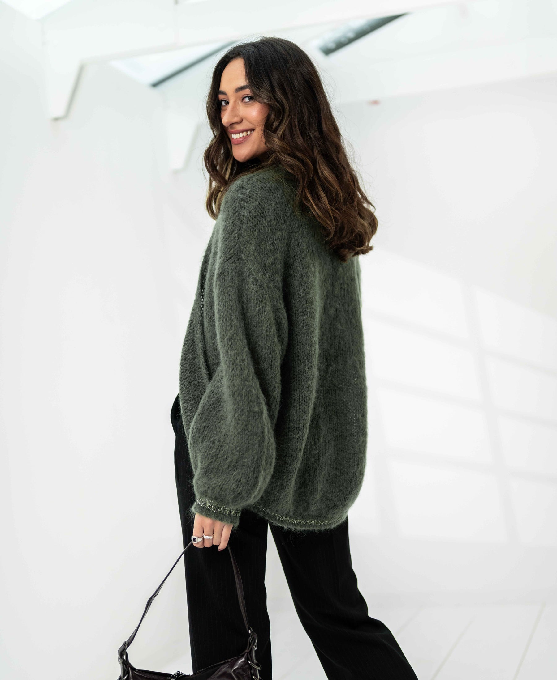 Fluffy vest LA CHERIE Army