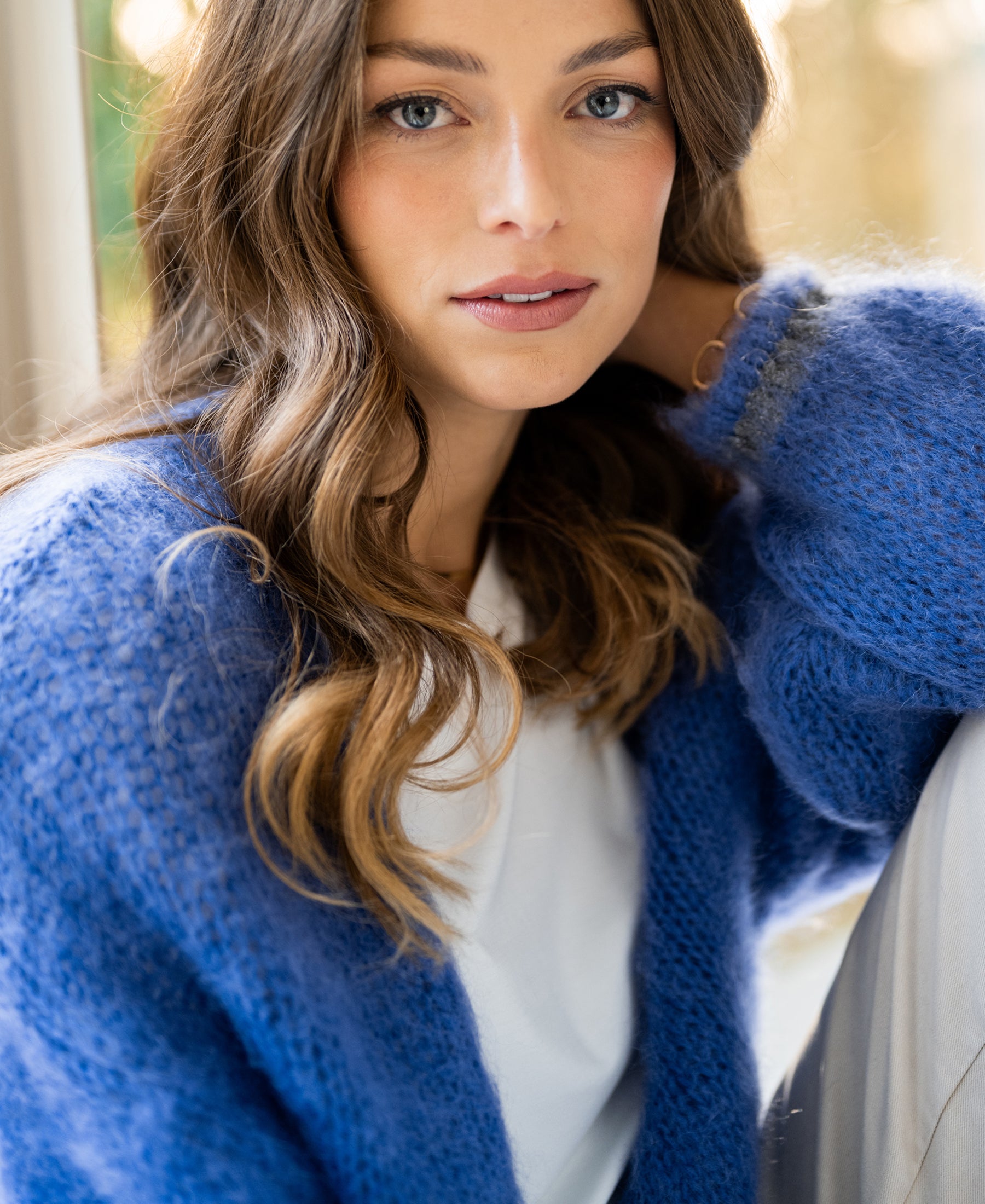 Fluffy cardigan LA CHERIE Blue