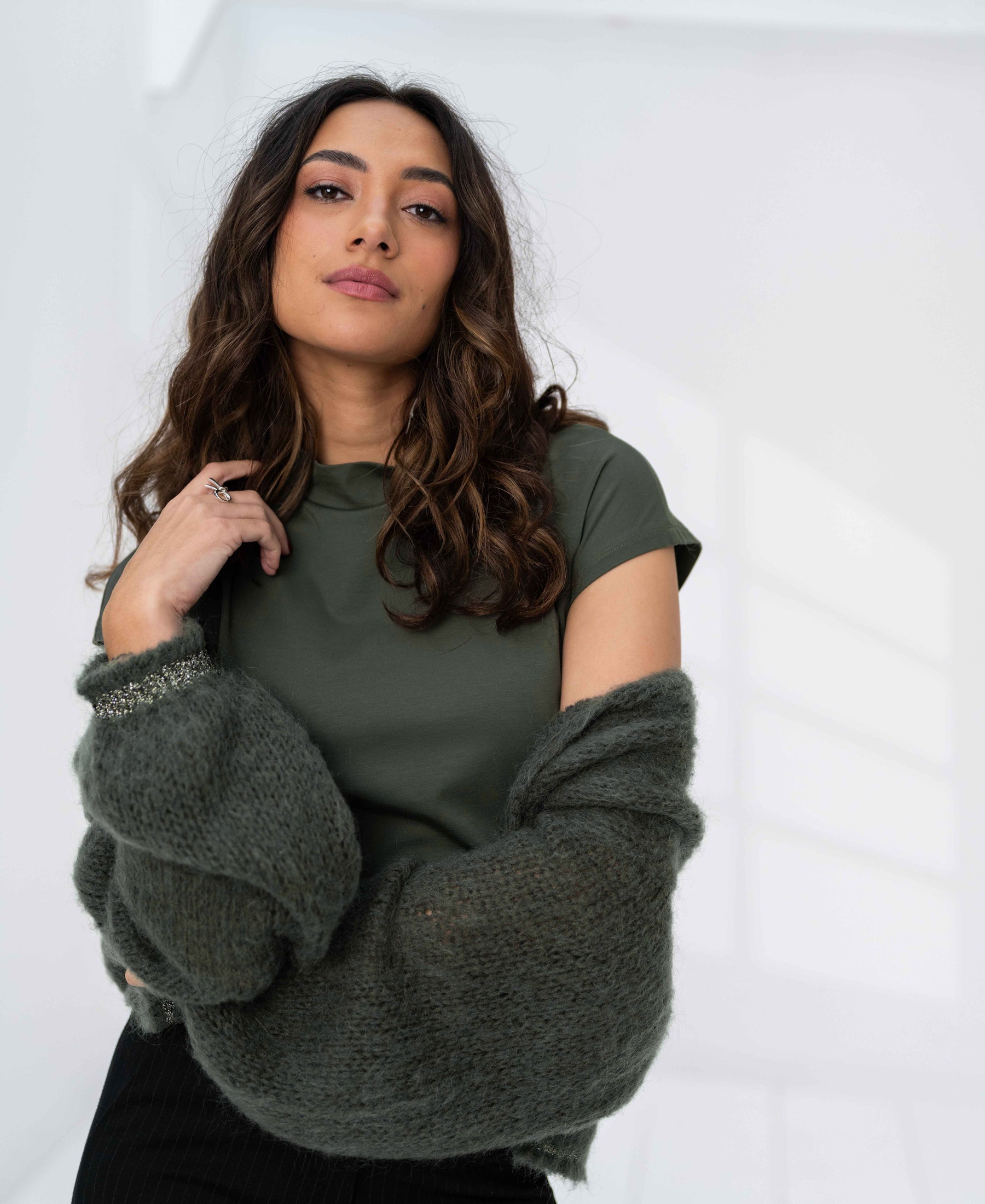 Fluffy cardigan LA CHERIE Army