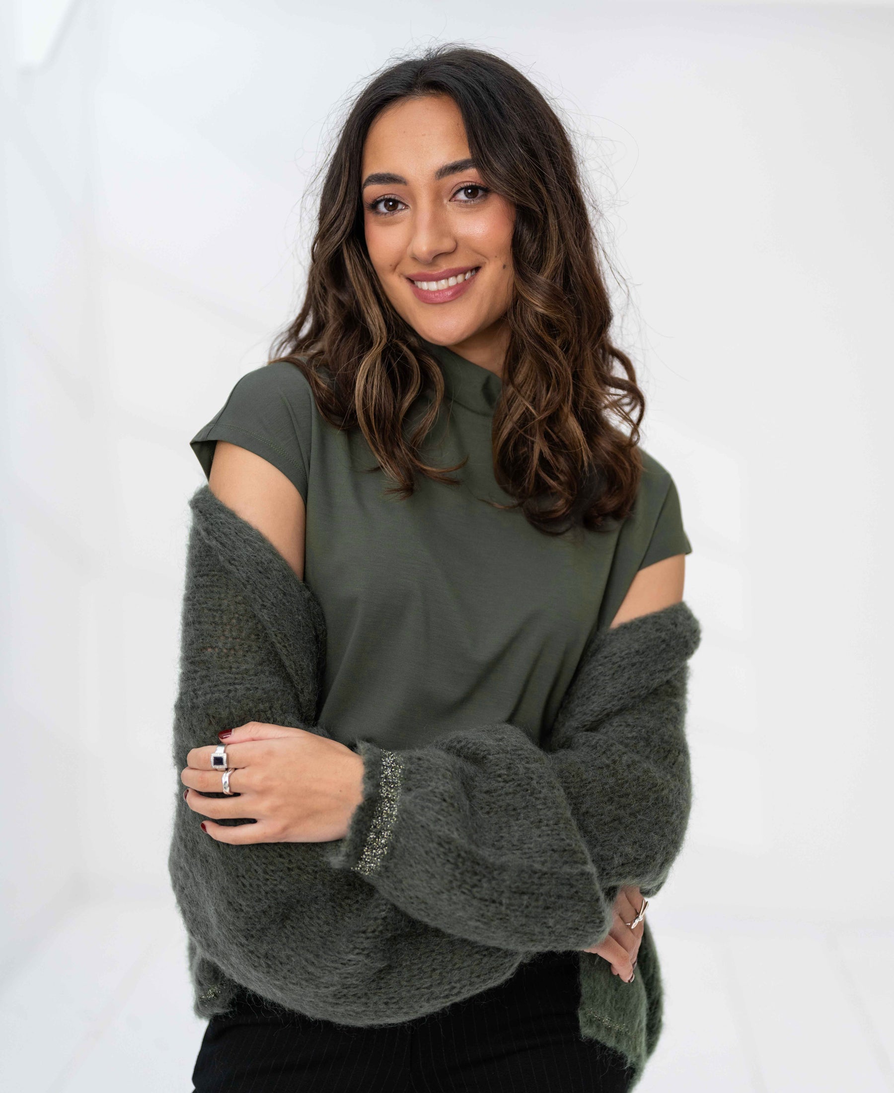 Fluffy cardigan LA CHERIE Army